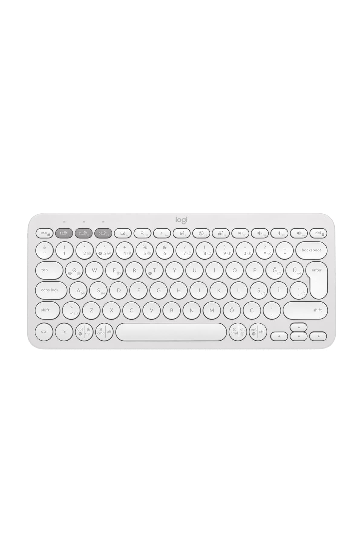 logitech K380s Pebble Keys 2 Çoklu Cihaz Özellikli Bluetooth Türkçe Q Klavye, Beyaz 920-011860