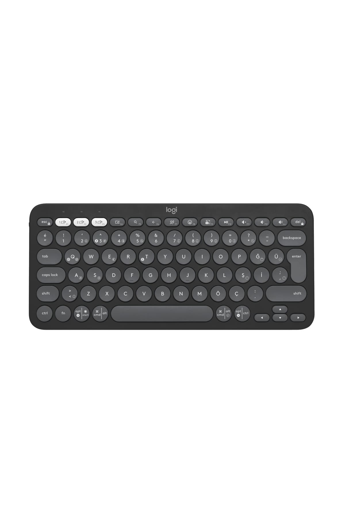 logitech K380s Pebble Keys 2 Çoklu Cihaz Özellikli Bluetooth Türkçe Q Klavye, Siyah 920-011859