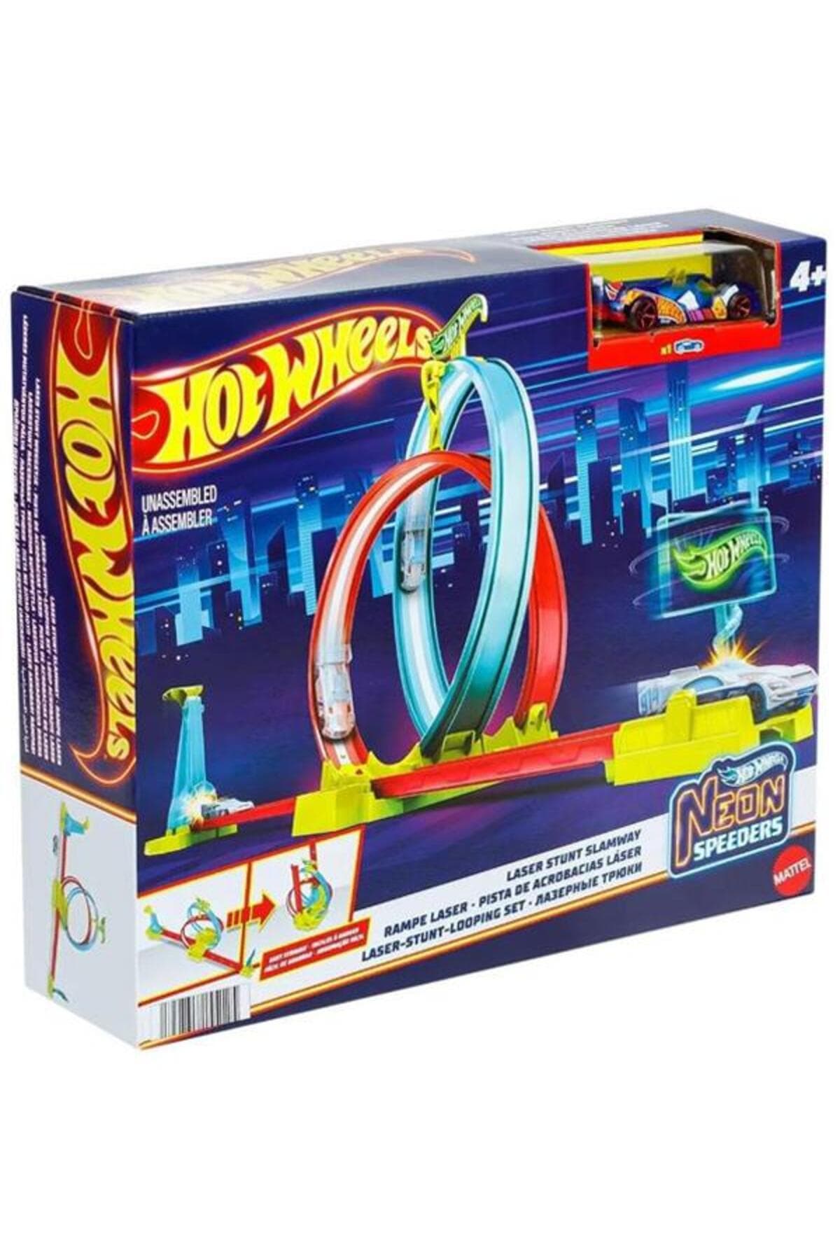 HOT WHEELS Orjinal Hot Wheels Neon Yarışlar Çifte Çemberde Yarış Seti