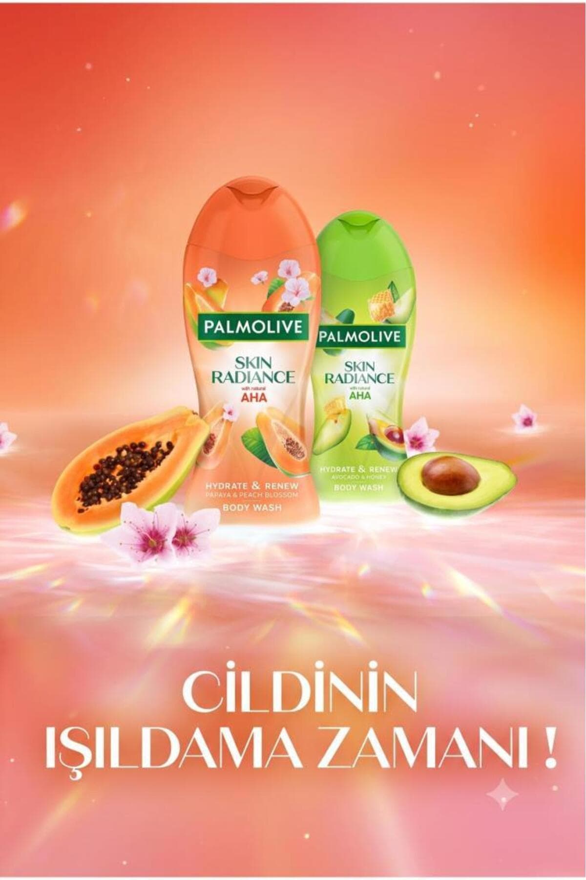 Palmolive Skin Radiance %100 Doğal AHA içeren 2'li 450 ml Duş Jeli Vücut Şampuanı Banyo Jeli Vücut Bakımı