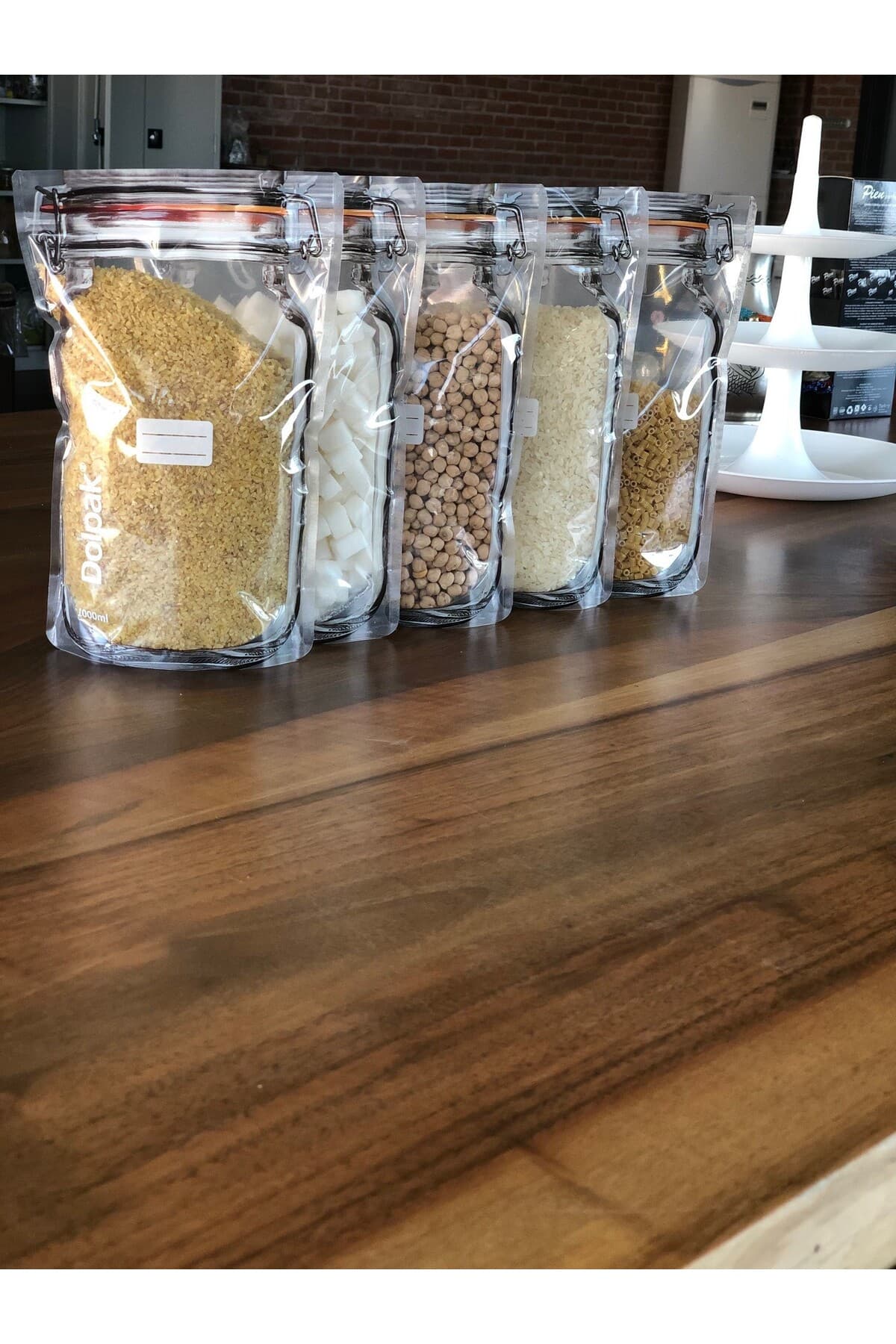 DOLPAK Büyük Boy Klips Kapaklı Kavanoz Görünümlü, Kilitli, Gıda Saklama Poşeti 17x27 Cm -10 Adet-1000 ml