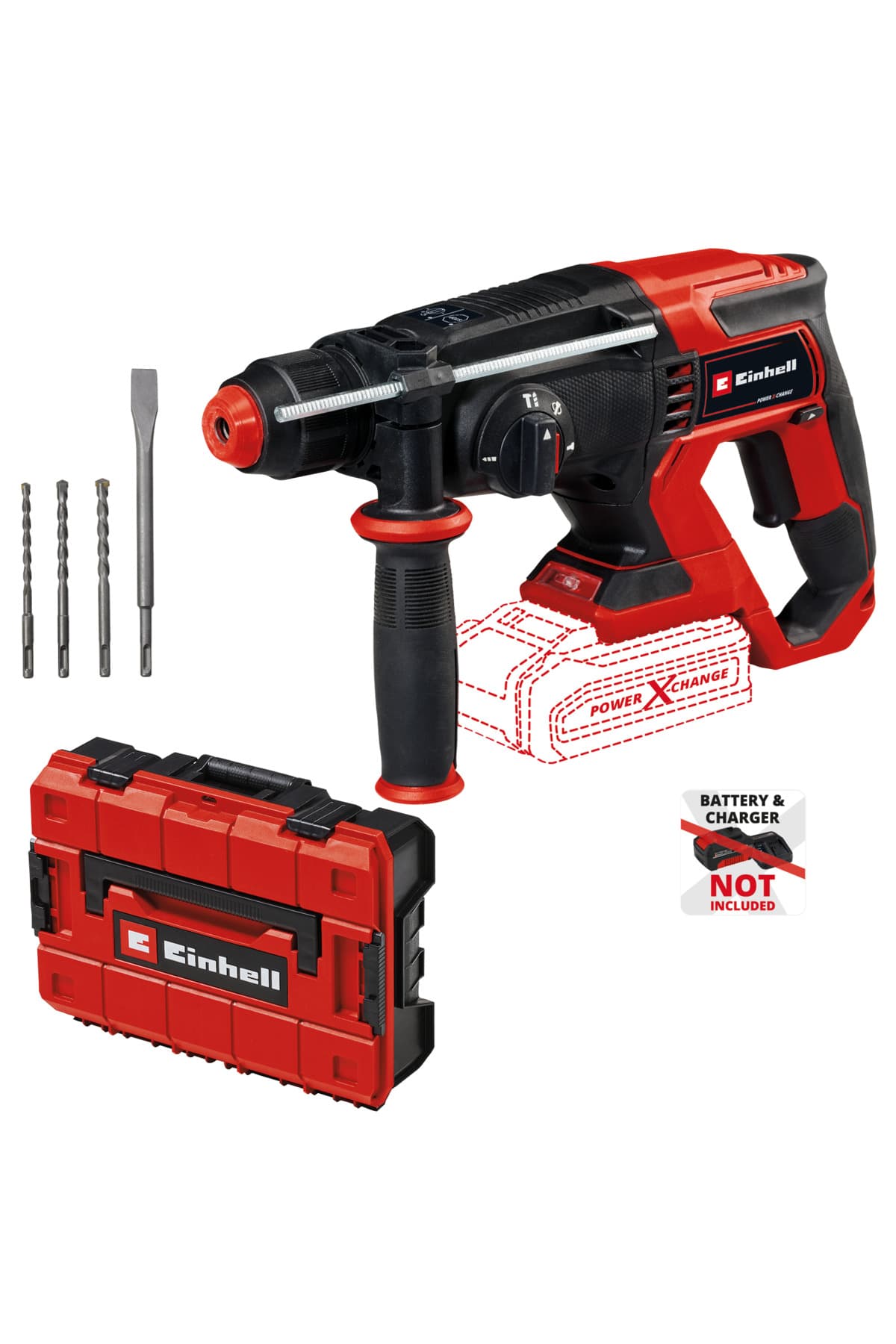 Einhell Akülü Kırıcı Delici TE-HD 18/22 Li +4 - Solo PXC (18 V, 2 J, betonda 22 mm delme kapasitesi, SDS-Plus, pnömatik darbe, taşıma çantası ve aksesuar dahil, akü ve şarj hariç) - 4514264