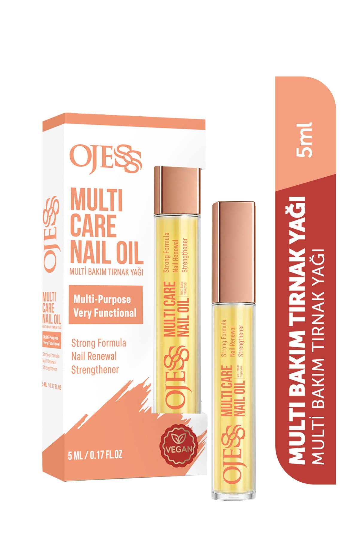 OJESS Multi Bakım Tırnak Yağı 5 ml E Vitaminli Shea Butter içeren Vegan Tırnak ve Kütikül Bakım Yağı