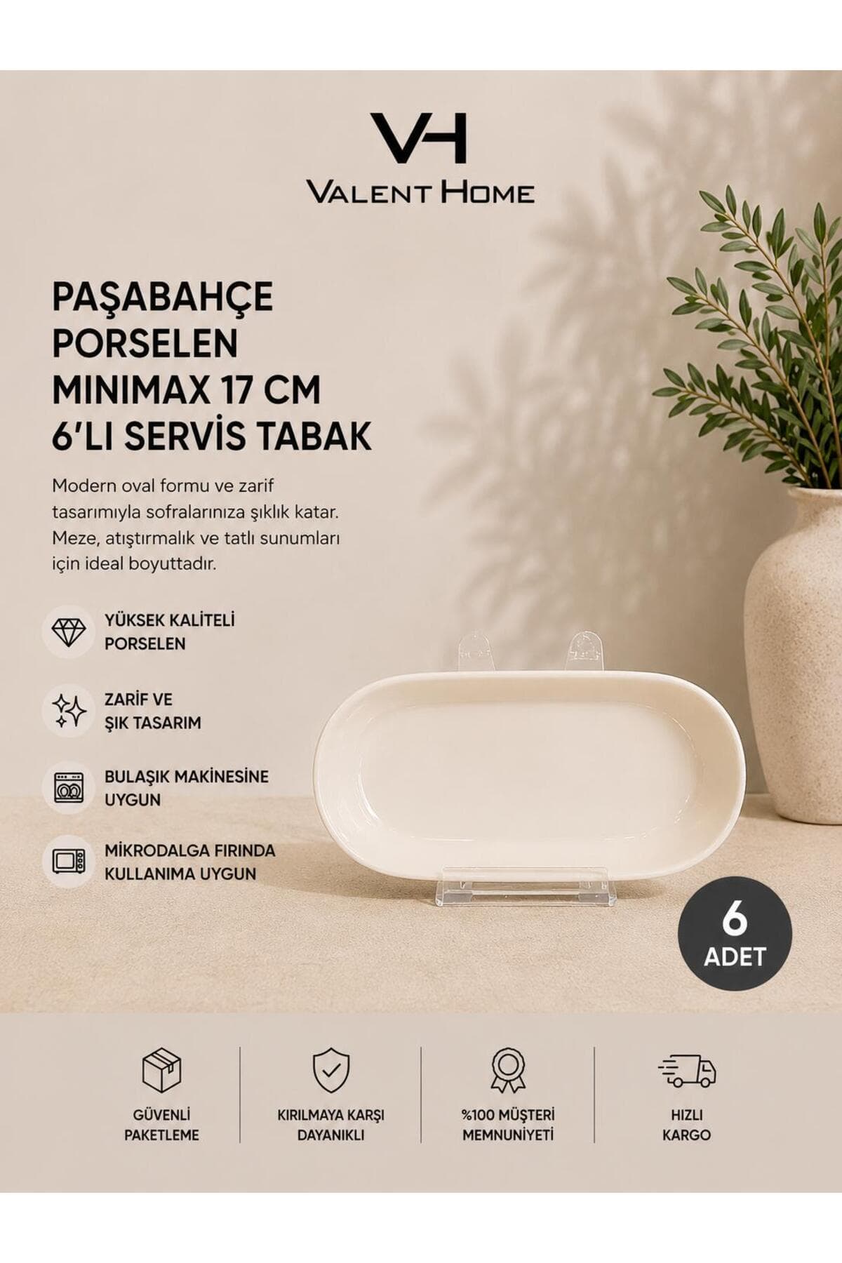 Paşabahçe Porselen Minimax 17 cm 6'lı Servis Tabak