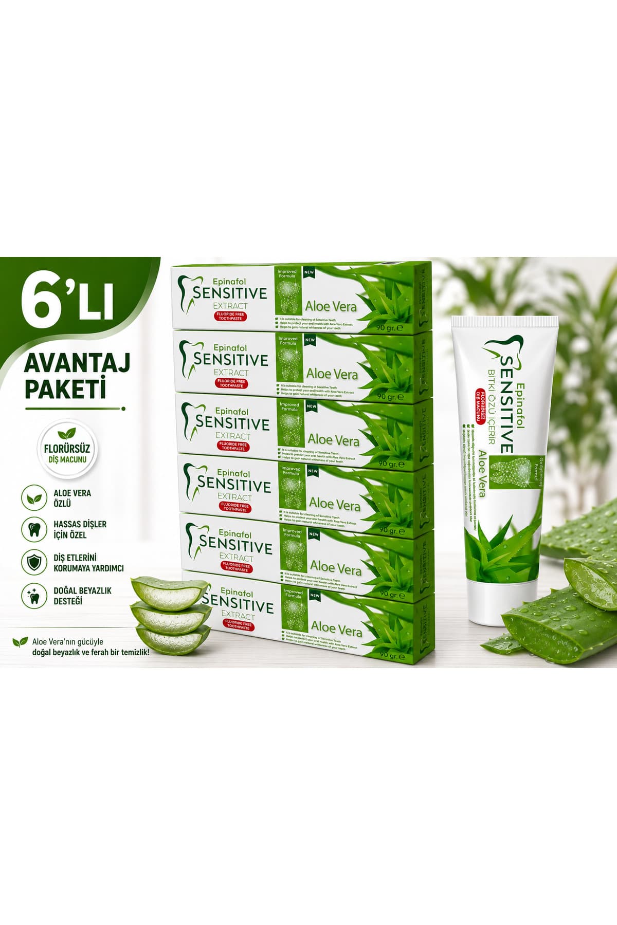 Epinafol Sensitive Diş Macunu 6’lı Aloe Vera
