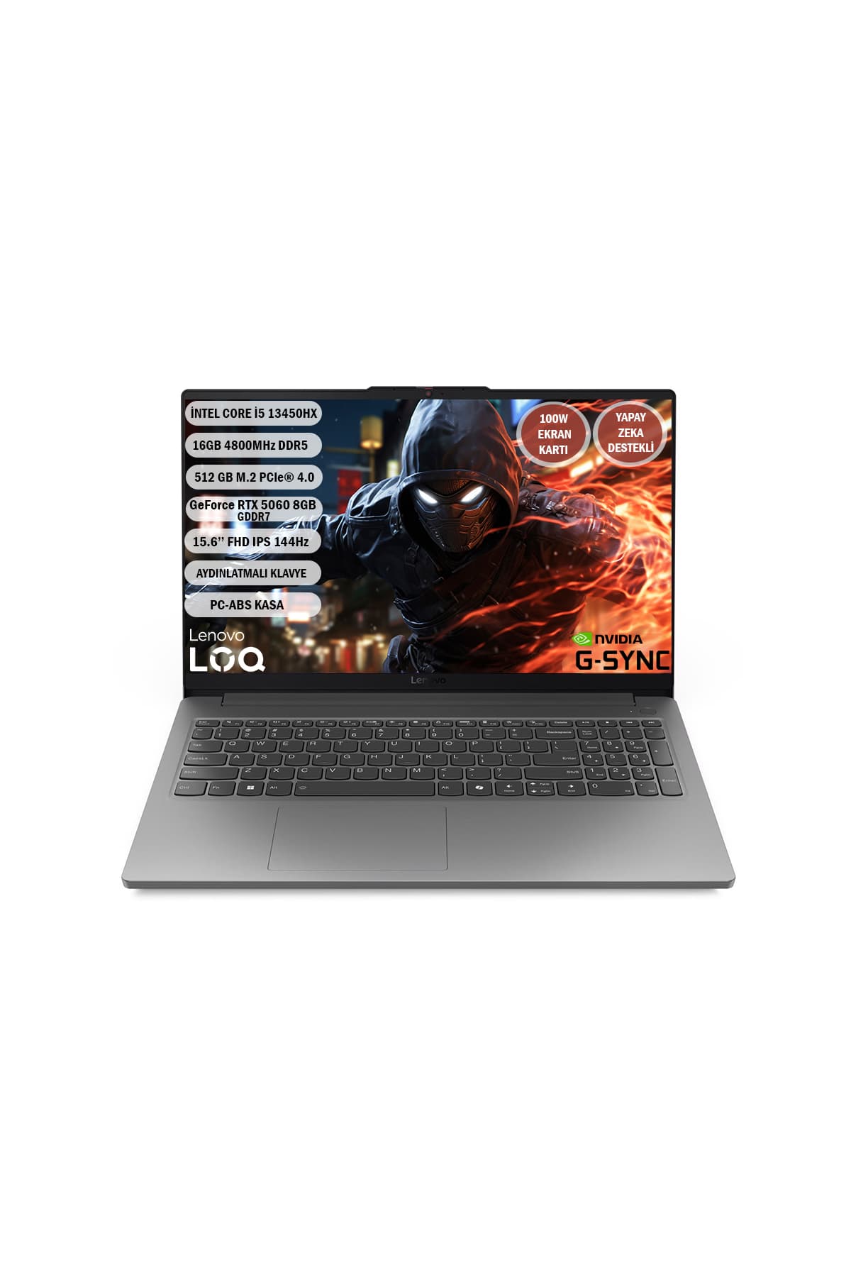 LENOVO LOQ Intel Core i5-13450HX 16GB 512GB SSD 15.6" FHD 144Hz RTX5060 8GB 100W GDDR7 FreeDOS 83JE00JMTR
