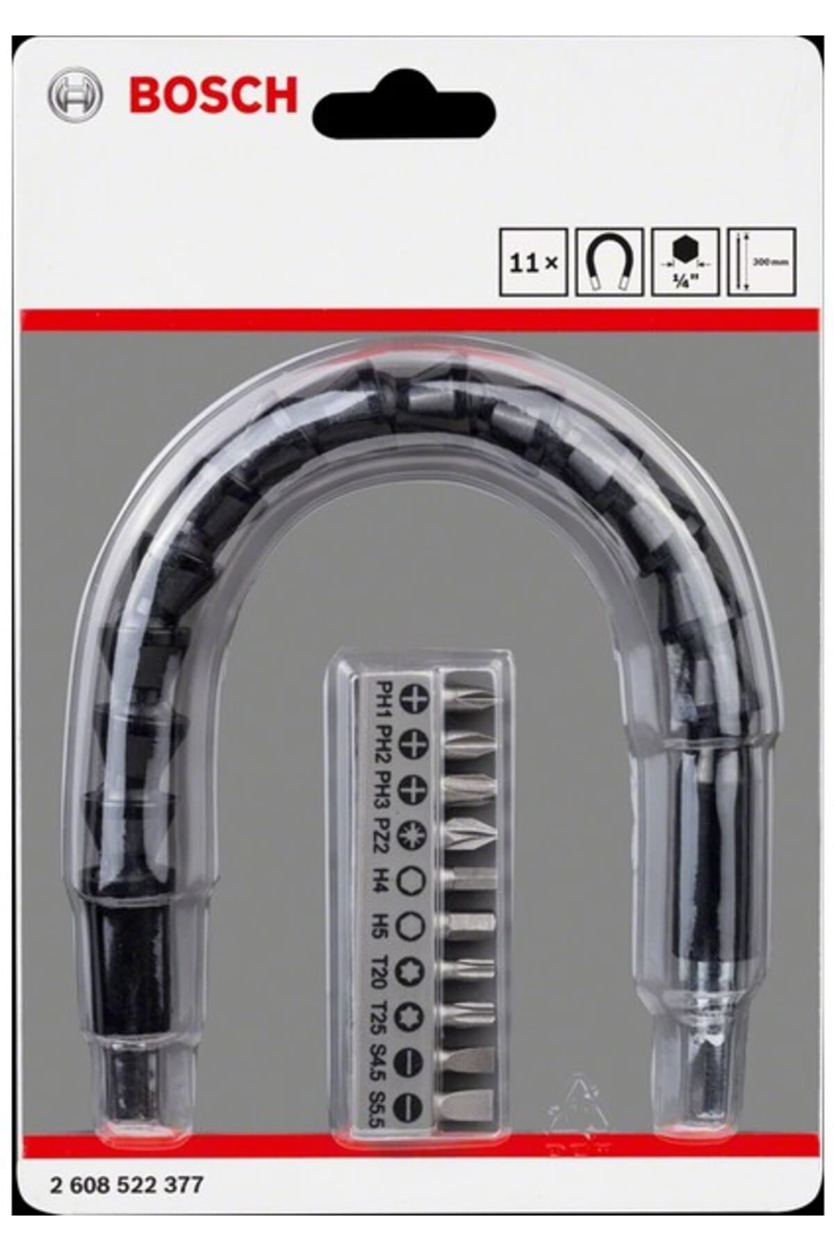 Bosch 10'lu Vidalama Ucu ve 30 cm Uzatma Adaptörü Sert Plastik Malzeme ile Kullanım Kolaylığı