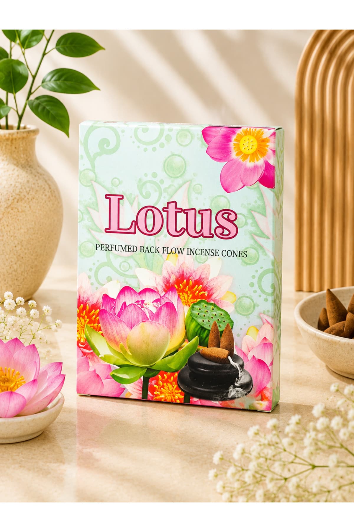 OrdoVeni Lotus Çiçeği Kokulu 10 Adet Geri Akış Tütsü | Backflow Şelale Tütsüsü | Kalıcı Oda Kokusu | Ev, Ofis, Yoga ve Meditasyon İçin