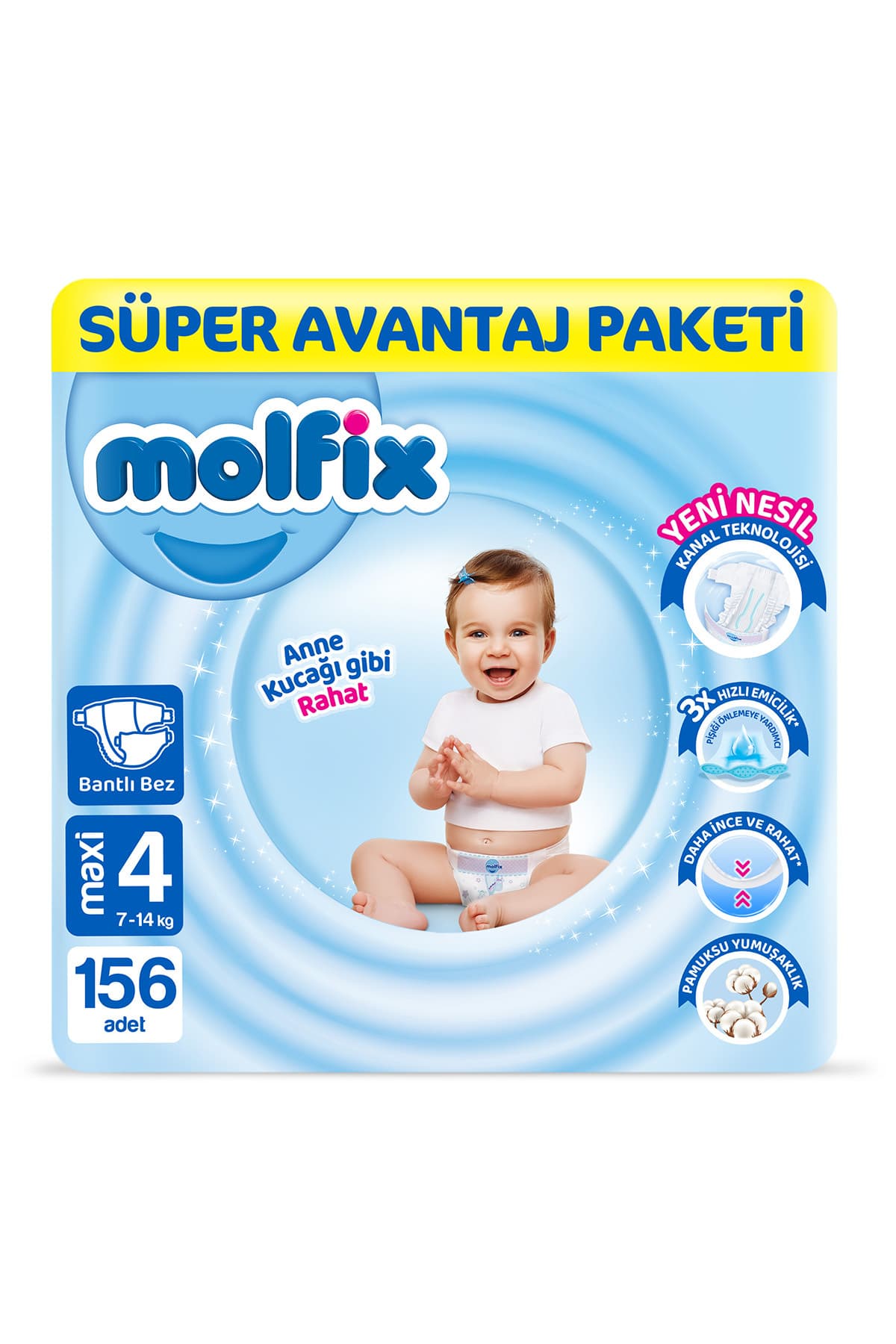 Molfix Kanal Teknolojisi Süper Avantaj Paketi 4 Beden Maxi 156 Adet