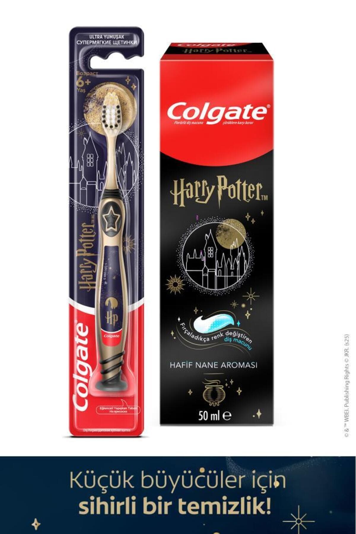 Colgate Harry Potter Çocuk Diş Macunu 50 ml, Yumuşak Diş Fırçası 6+