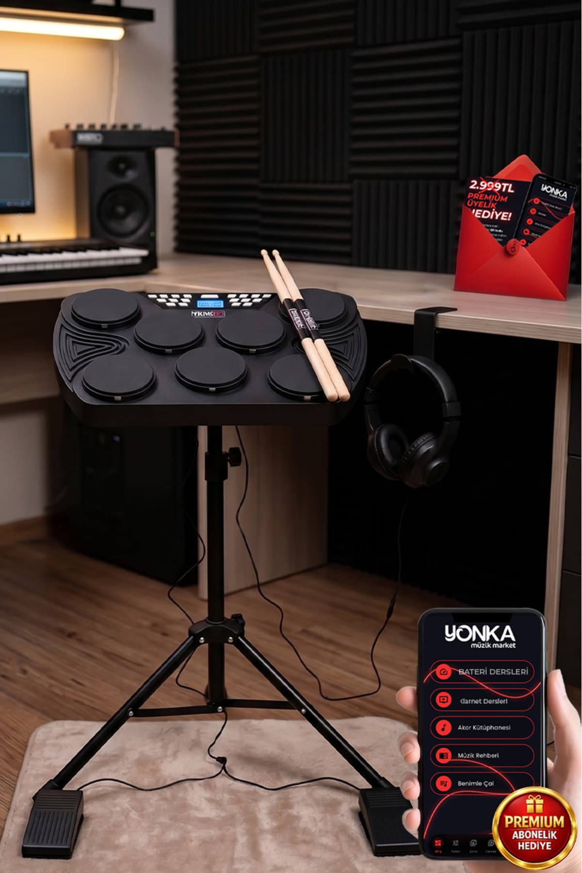 Midex Ddx-105st Profesyonel Standlı Dijital Davul Şarjlı Elektronik Bateri Bluetooth