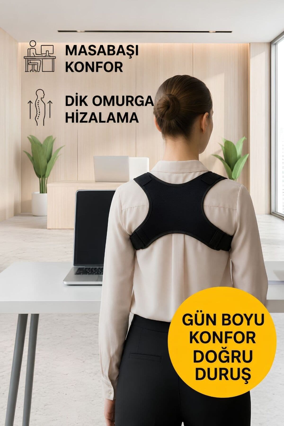 figiza Ortopedik Dik Duruş Korsesi Kifoz, Skolyoz ve Kamburluk Önleyici Medikal Sırt ve Omuz Desteği (Kadın & Erkek)
