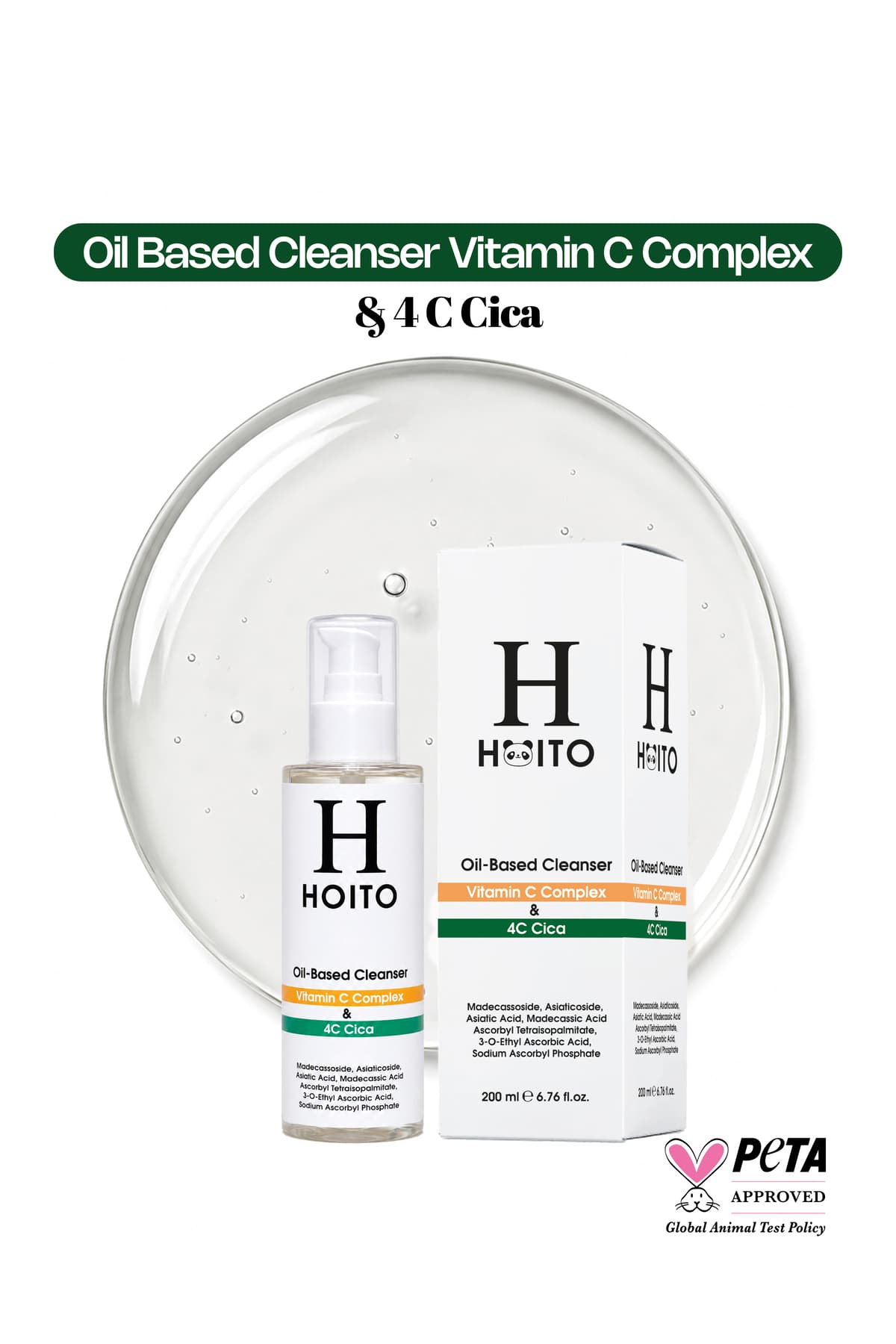 Hoito Oil Based Cleanser - Vitamin C Complex & 4C Cica Aydınlatıcı & Yatıştırıcı Yağ Bazlı Temizleyici (200 ml)