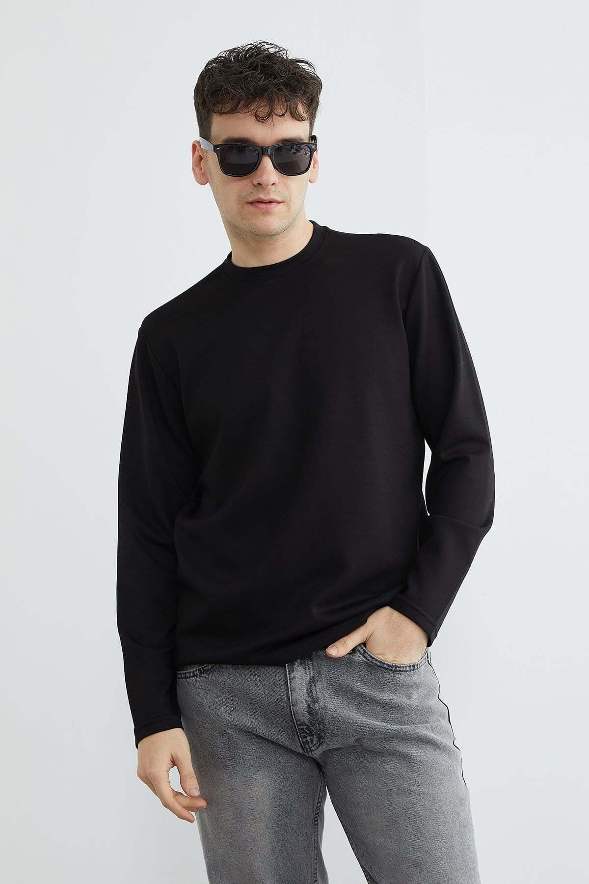 Fullamoda Basic Bisiklet Yaka Modal Sweatshirt