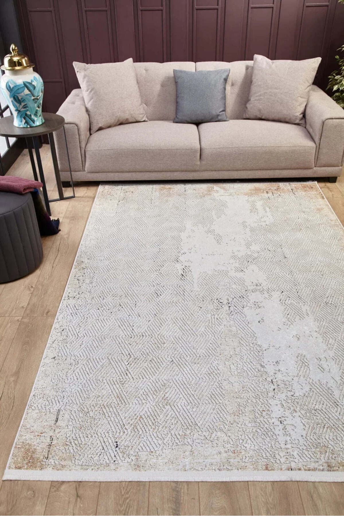Bespoky Wazirabad Makinede Yıkanabilir Hav Toz Vermez Leke Tutmayan Kaymaz Taban Dijital Baskı Salon Hav Vermez Salon Halısı Bej Halınet Usso