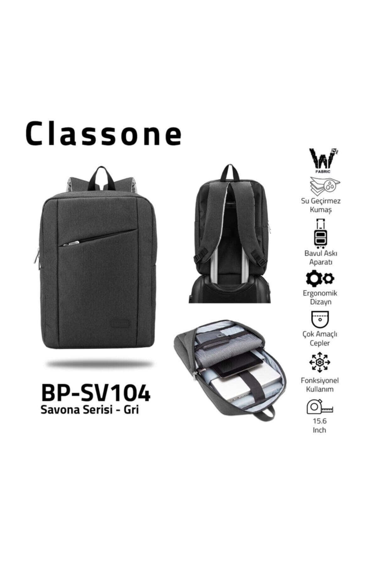 Classone Savona Bp-sv104 Wtx Pro Su Geçirmez Kumaş ,15.6? Notebook,laptop Sırt Çantası - Gri