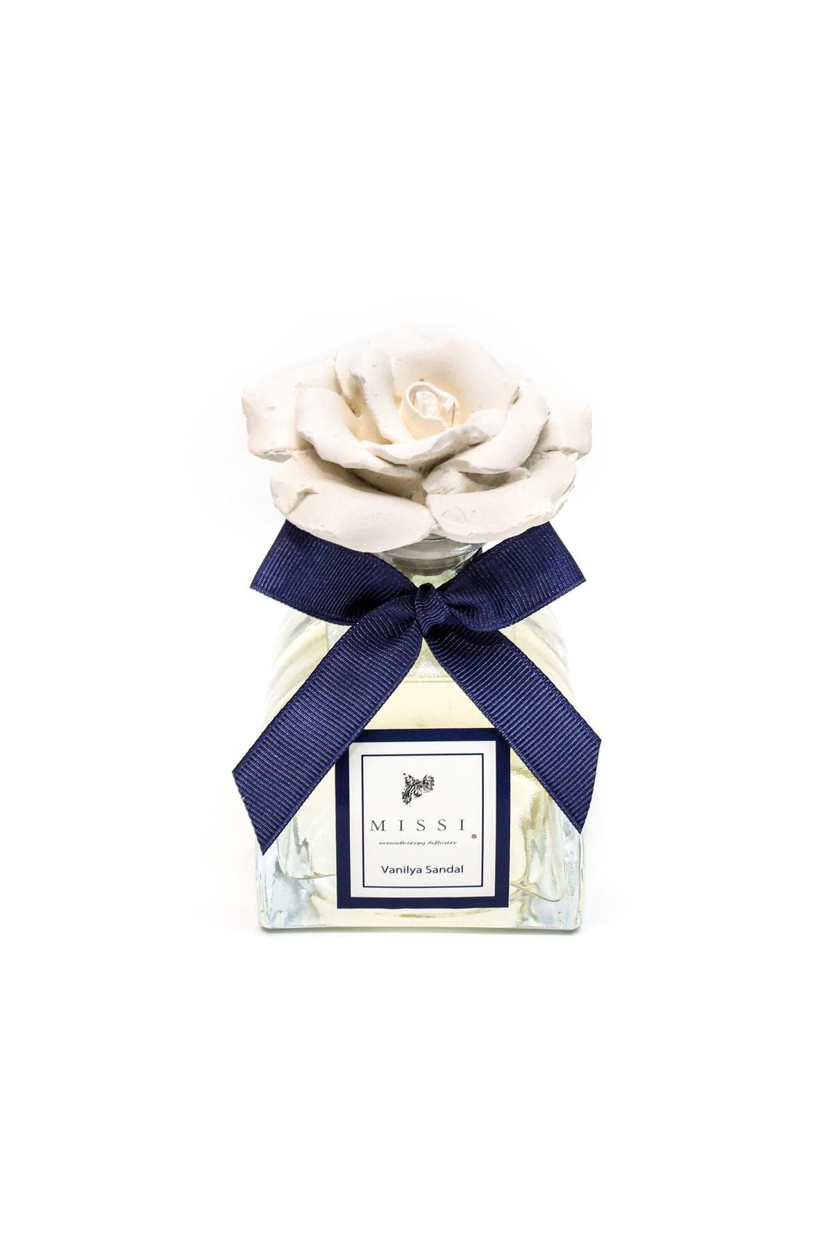 Missi 130 ml Lotus Şişe Seramik Taşlı Vanilya Sandal Oda Kokusu