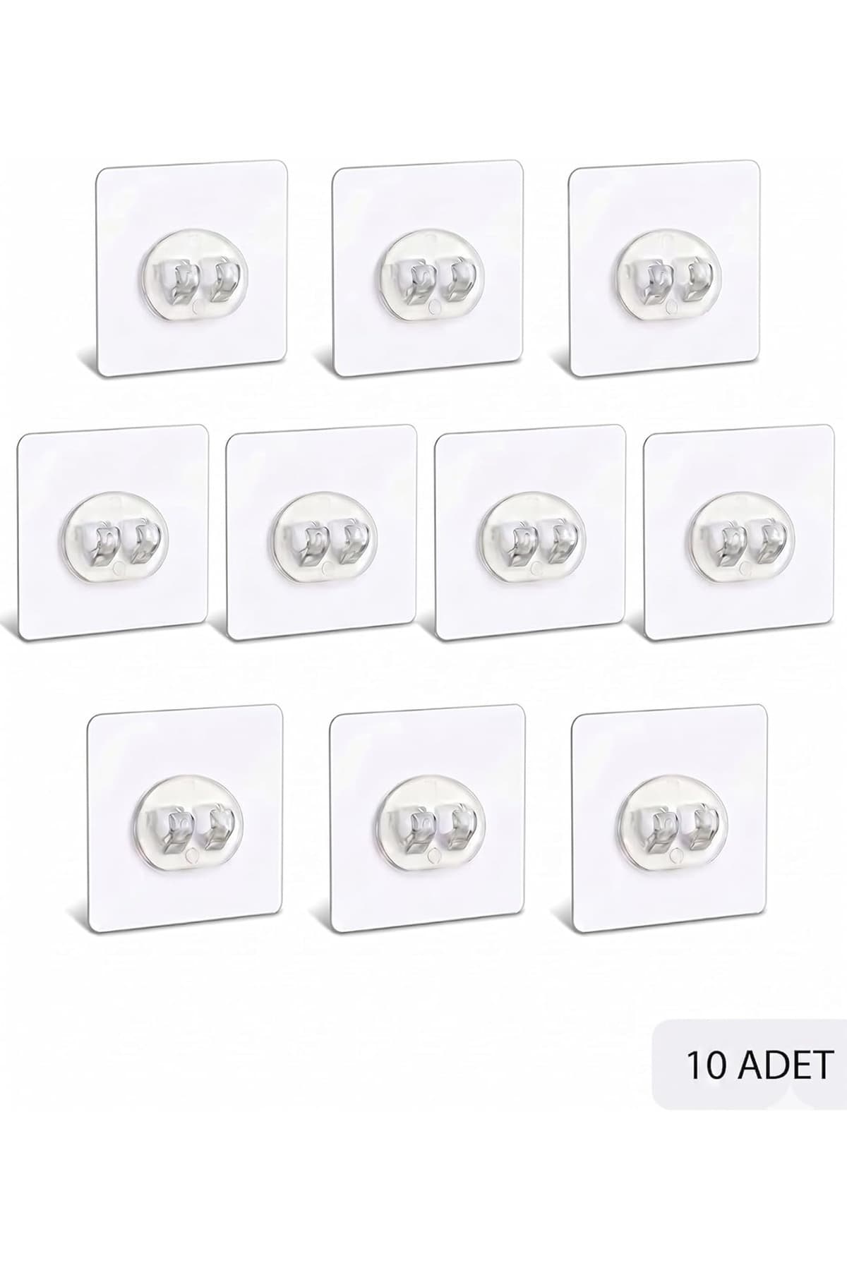 Sas Haus 10 Adet 7x7cm Yedek Süper Güçlü Yapışkanlı Askı, 20KG Banyo - Mutfak Raf Tutucu Sticker, Delmesiz