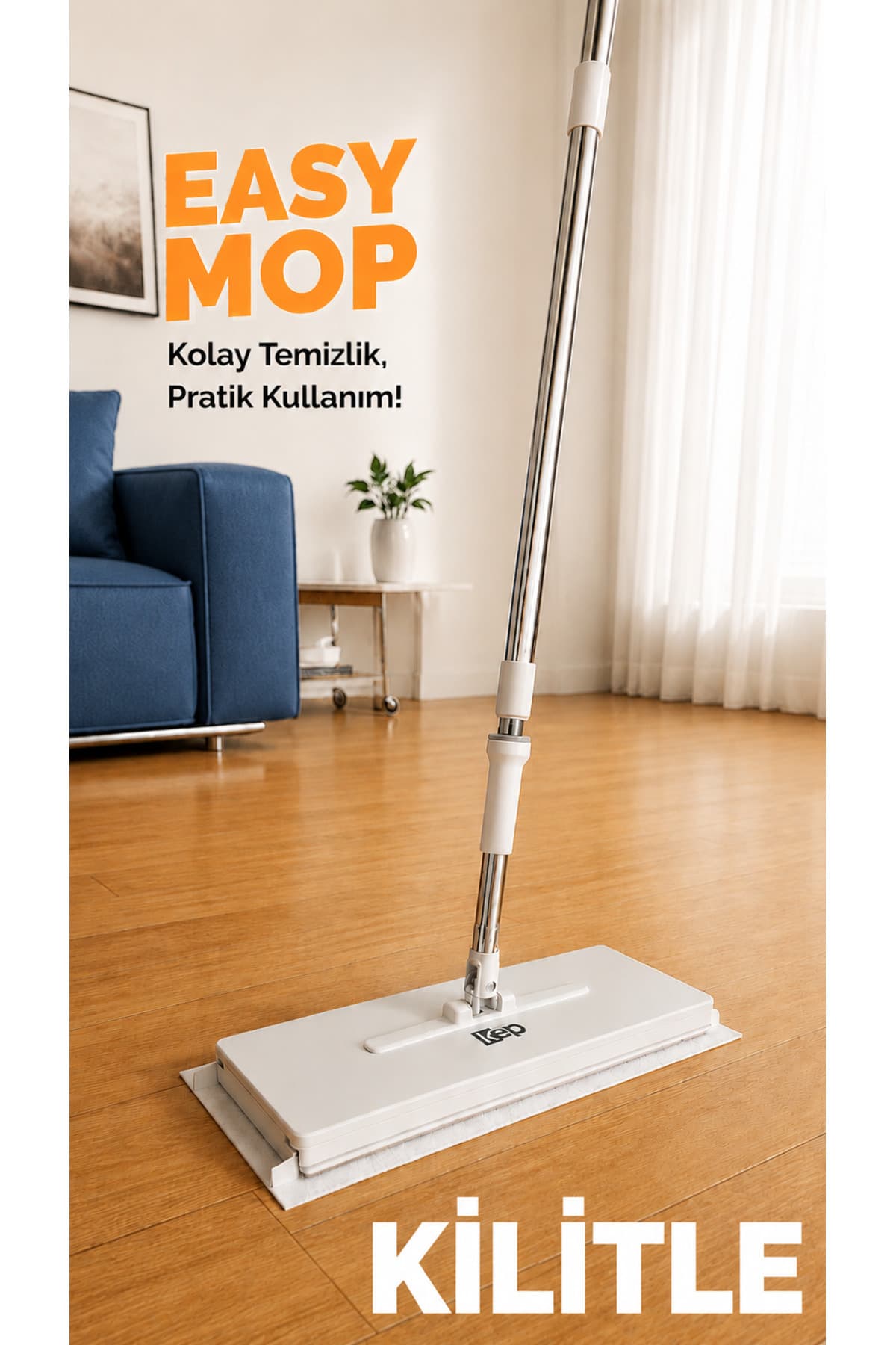 Genel Markalar KEP Easy Mop Otomatik Temizlik Seti, 10 Bezli Akıllı Mop ve Yengeç Tasarım