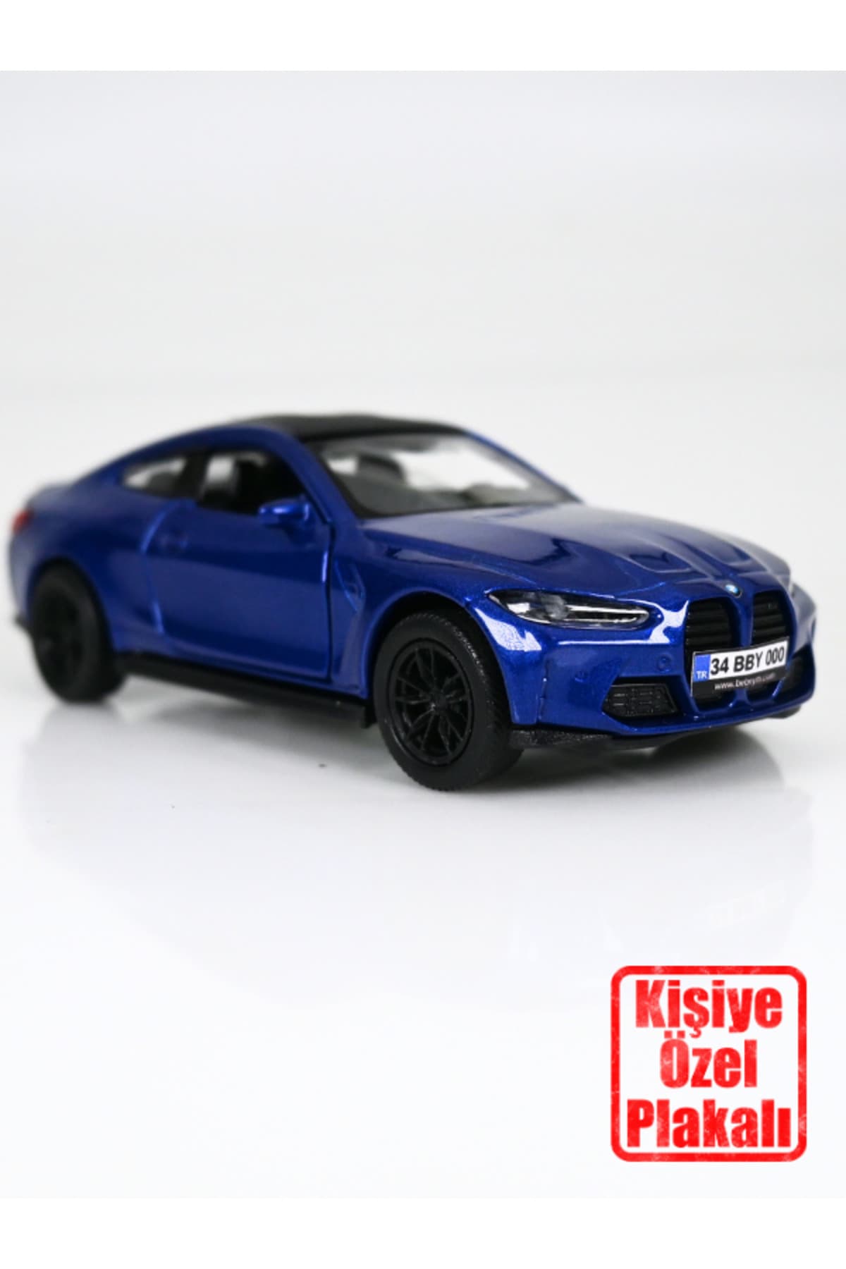 bebeym Bmw M4 Metal Oyuncak Araba - 1:36 Ölçek Özel Plakalı - Mavi Bmw M4 Model Araba