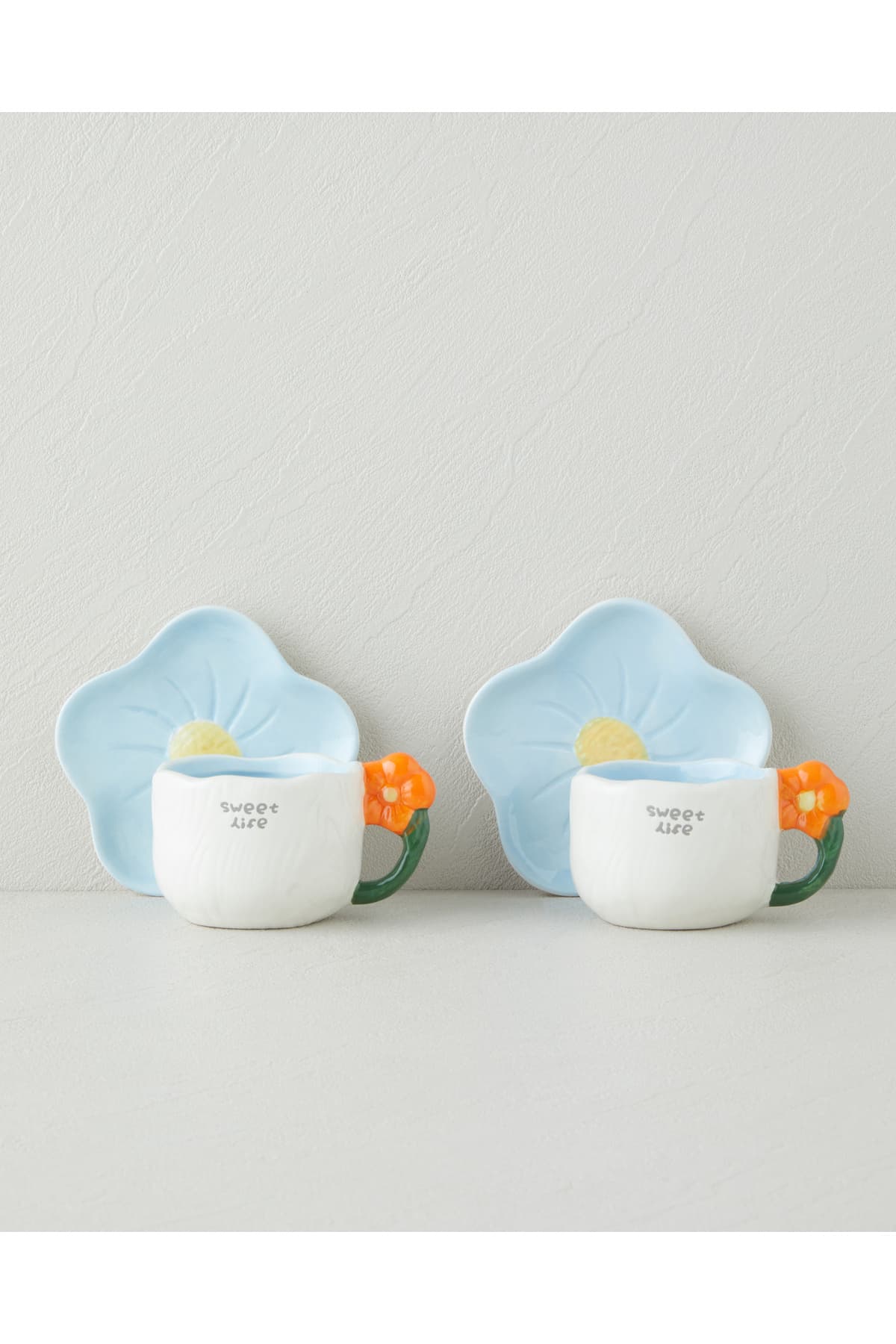 English Home Daylora Dolomite 4 Parça 2 Kişilik Kahve Fincan Takımı 100 ml Mavi-Turuncu
