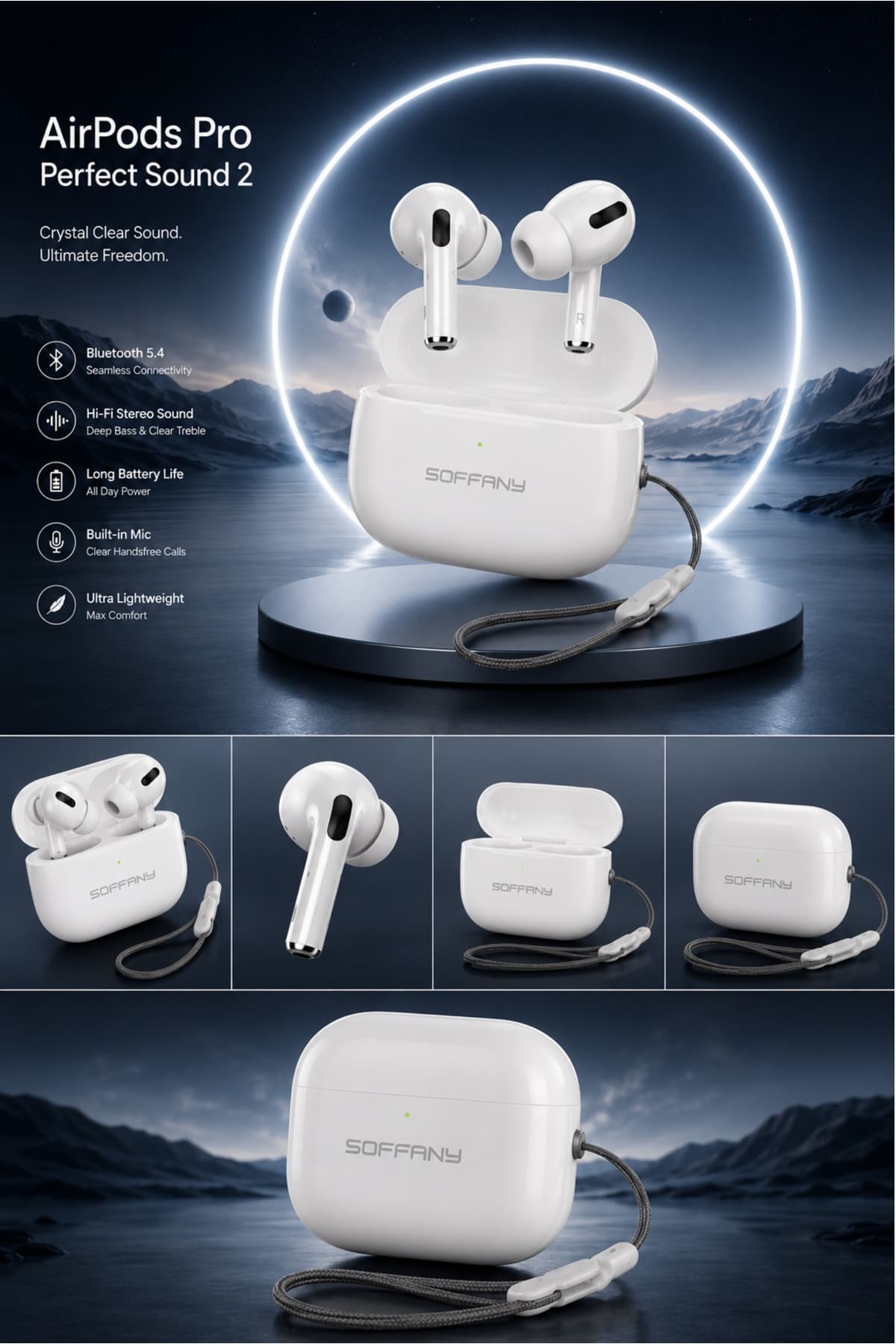 soffany Pro Perfect Sound 2 Kablosuz Bluetooth Kulaklık TWS Wireless Earbuds Dokunmatik Mikrofonlu