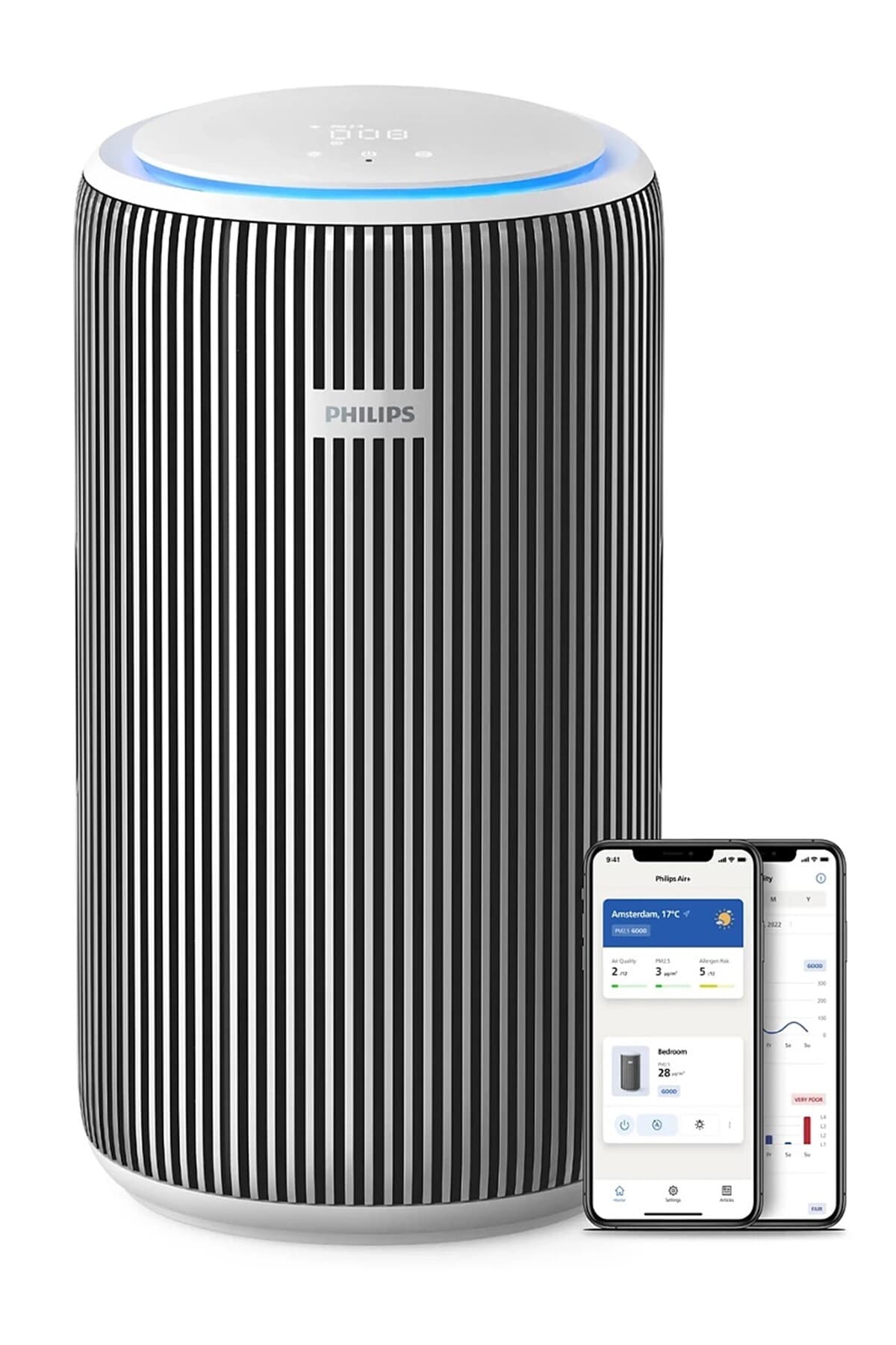 Philips PureProtect 3200 Serisi Akıllı Hava Temizleyici, 135 m2’ye Kadar Etkili, 520 m3/sa Temiz Hava Hızı, HEPA ve Aktif Karbon Filtresi, SilentWings-Ultra-sessiz, AC3220/10