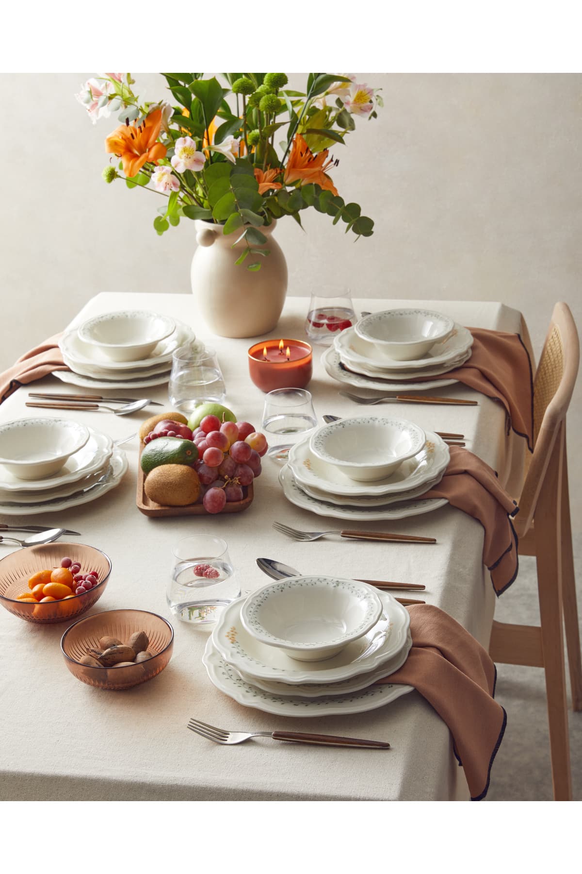 English Home Frezya Porselen Yemek Takımı 24 Parça 6 Kişilik Sarı-Yeşil