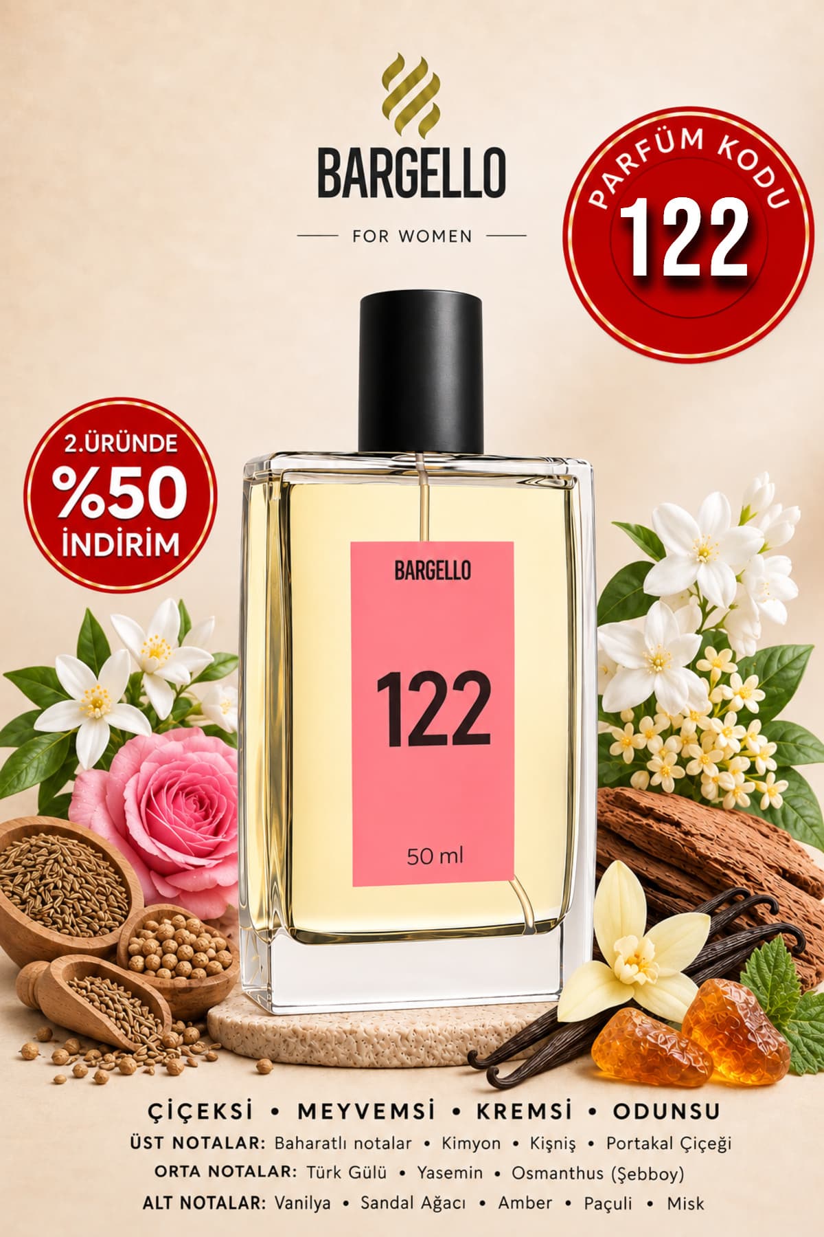 Bargello 122 Kadın Parfüm 50 ML Oriental EDP - 122