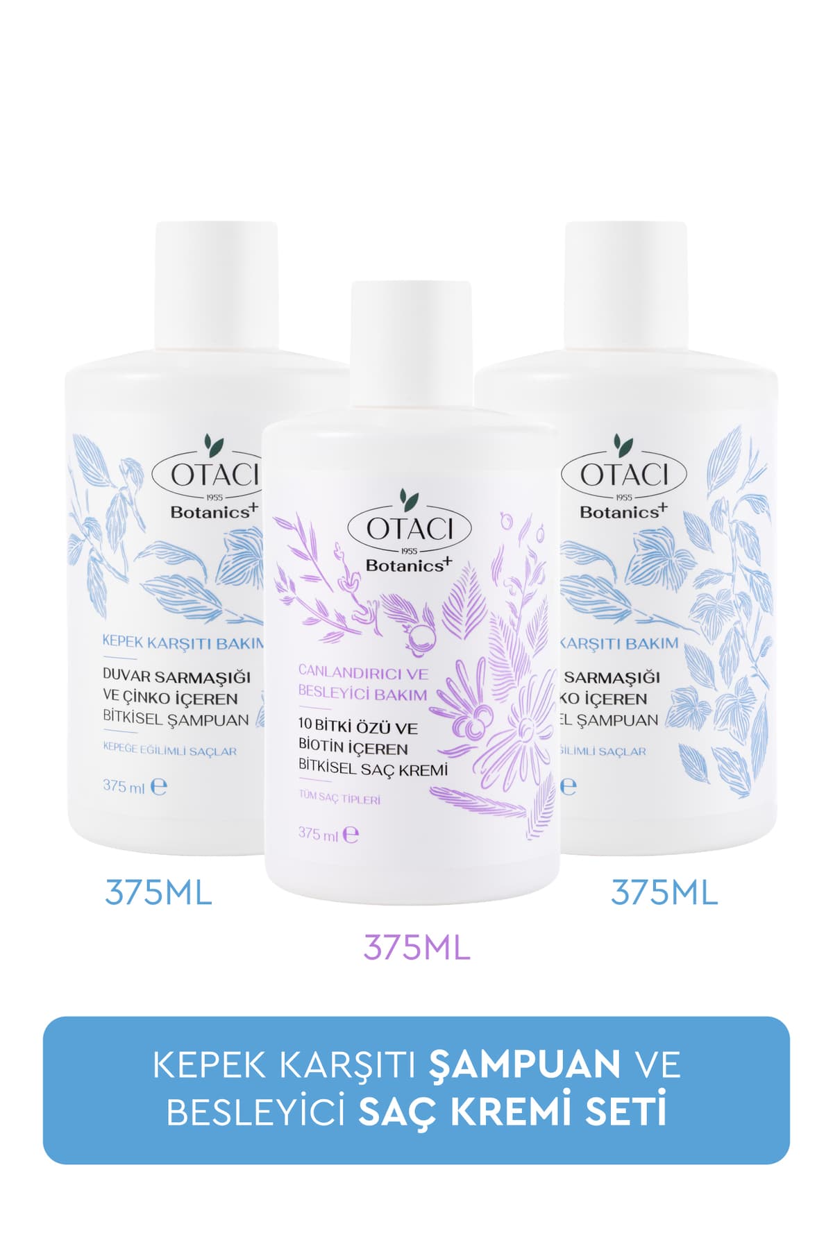 Otacı Botanics + Kepek Karşıtı Bakım - Duvar Sarmaşığı ve Çinko İçeren Bitkisel Şampuan Saç Kremi Hediyeli