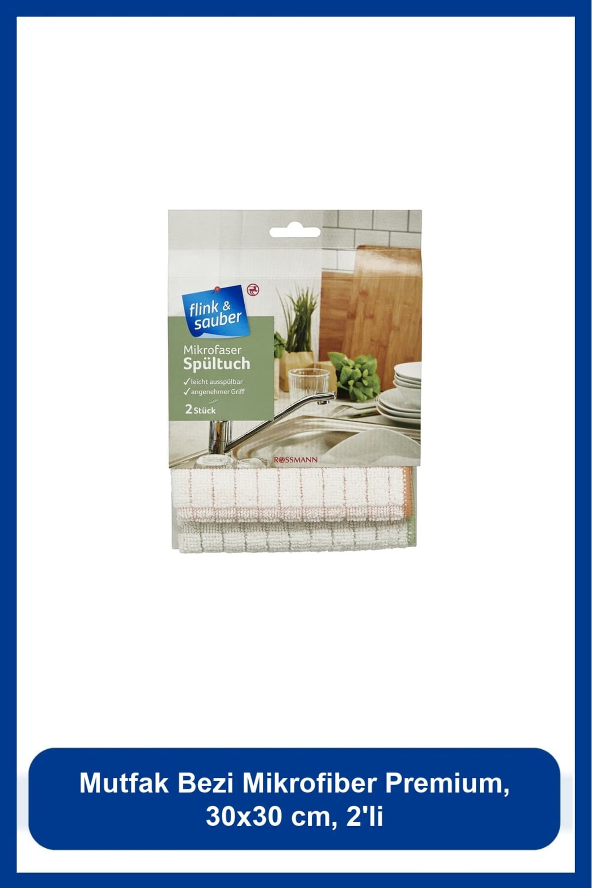 Flink Sauber Mutfak Bezi Mikrofiber Premium, 30x30 cm, 2'li