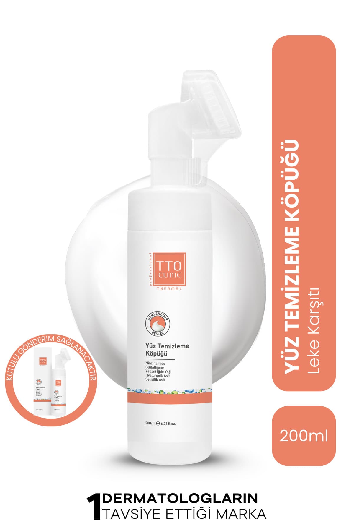 TTO Yüz Temizleme Köpüğü Sebum Dengeleyici 200 ml Salisilik Asit ve Niacinamide Clinic Günlük