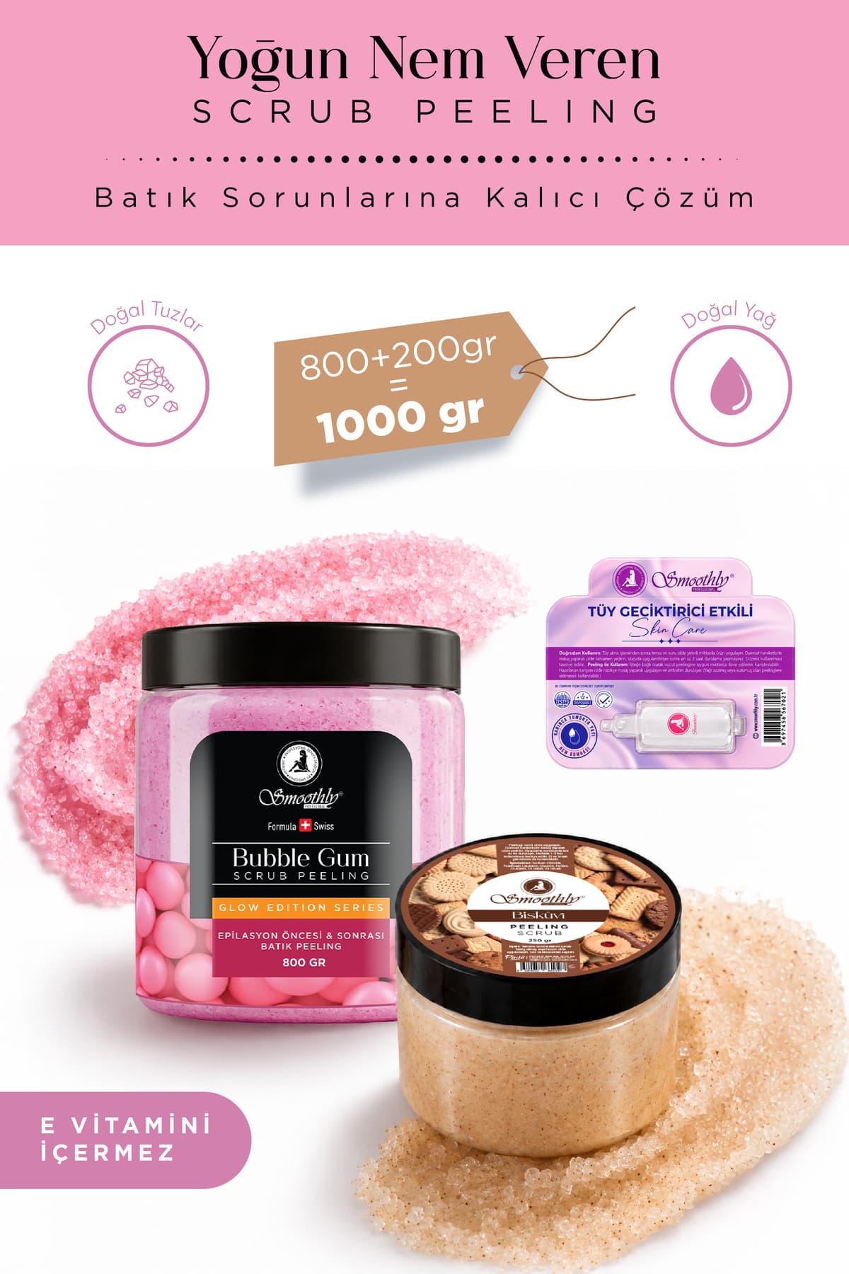 Smoothly Çilek Bacak Batık Peelingisakız Aromalı 800g Bisküvi Peeling 200 G E Vitamini Içermez