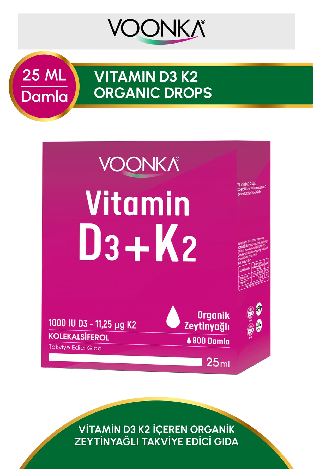 Voonka Vitamin D3+K2 Damla 25 ml