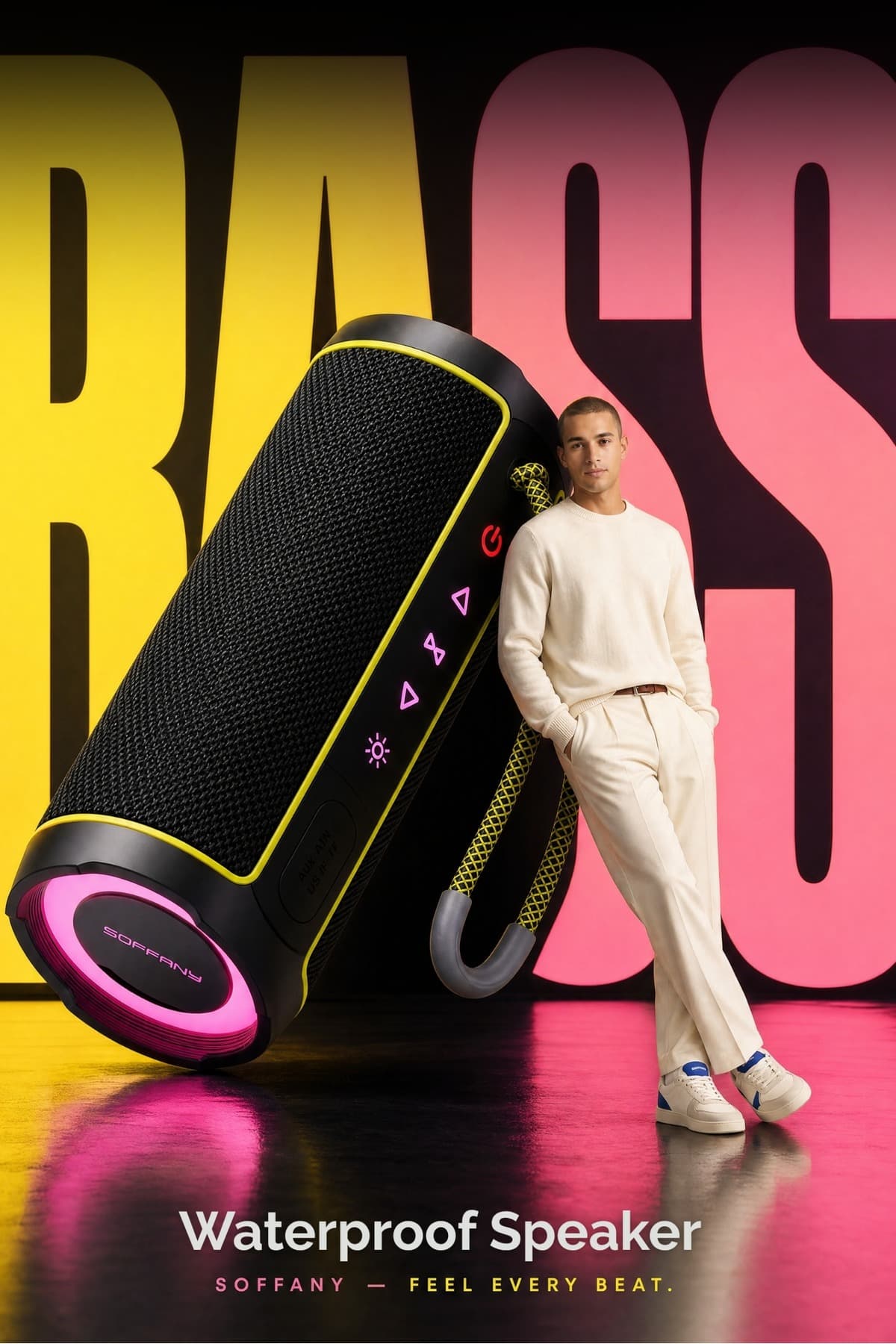soffany RGB Işıklı Bluetooth Hoparlör - Ses Bombası Su Geçirmez Taşınabilir Kablosuz Speaker