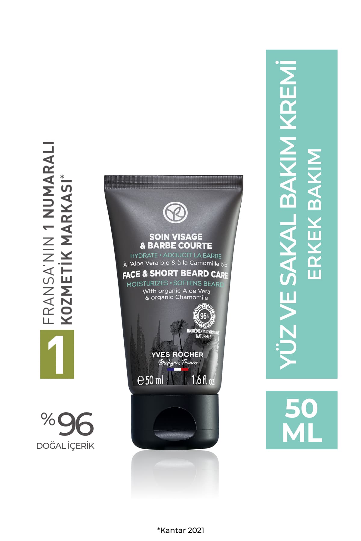 Yves Rocher Nemlendiren ve Rahatlatan Yüz ve Sakal Bakım Kremi- Vegan-50ml