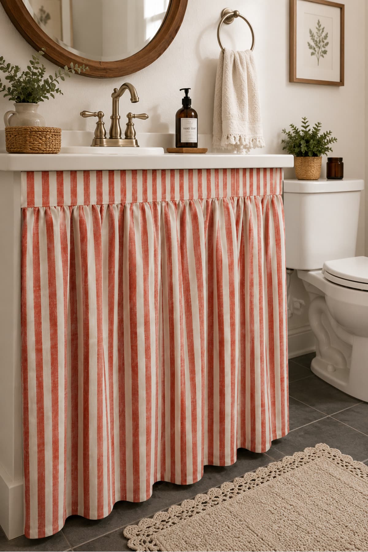 Mirilliahome Keten Tezgah Altı Perde 5 Cm Yapışkanlı Cırtlı Mutfak Etek Perdesi Dolap Önü Lavabo Altı Perde (EnxBoy)