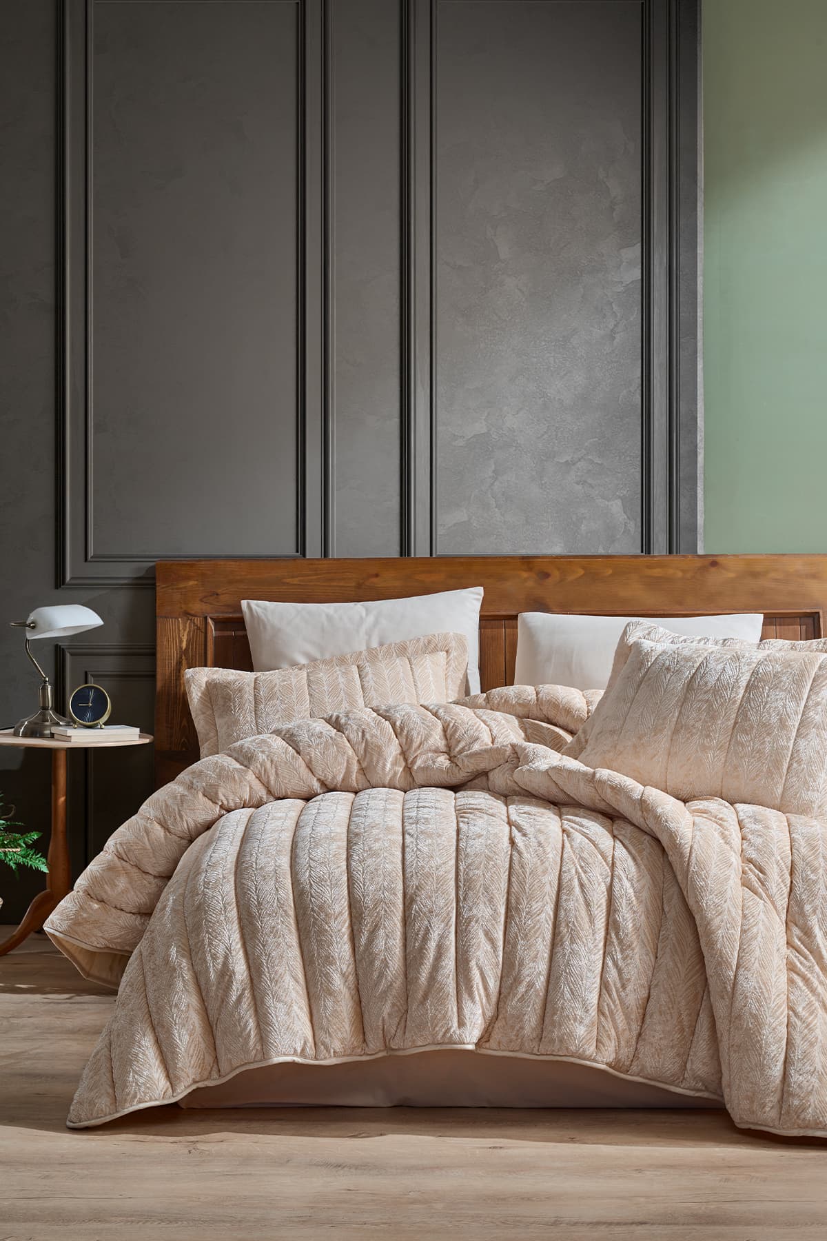 Elart Velvet Comfort Uyku Seti 6 Parça Çift Kişilik Kadife Cappuccino