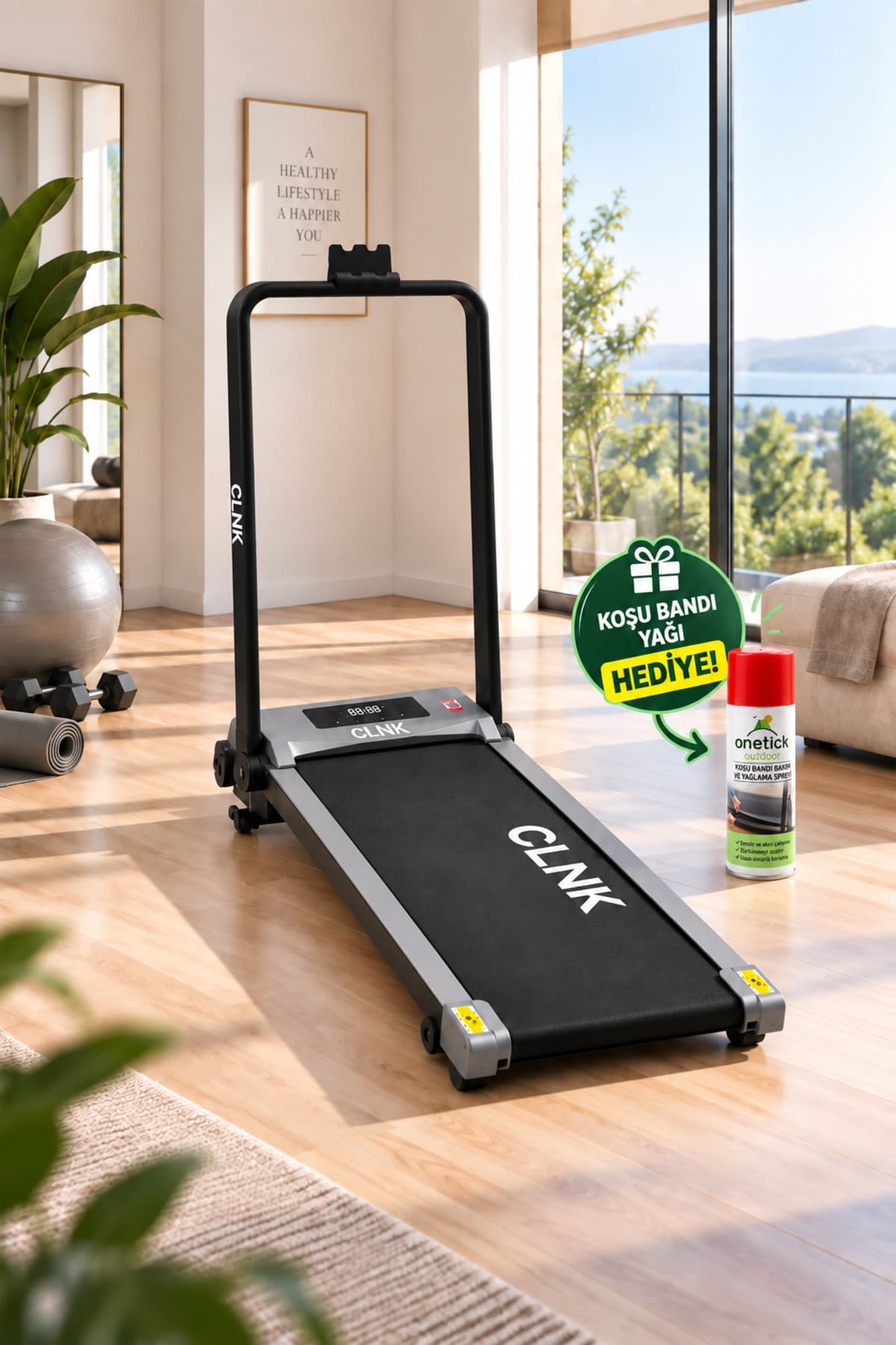 Onetick ClnkTech Bluetoothlu Uzaktan Kumandalı Portatif Yürüme ve Koşu Bandı