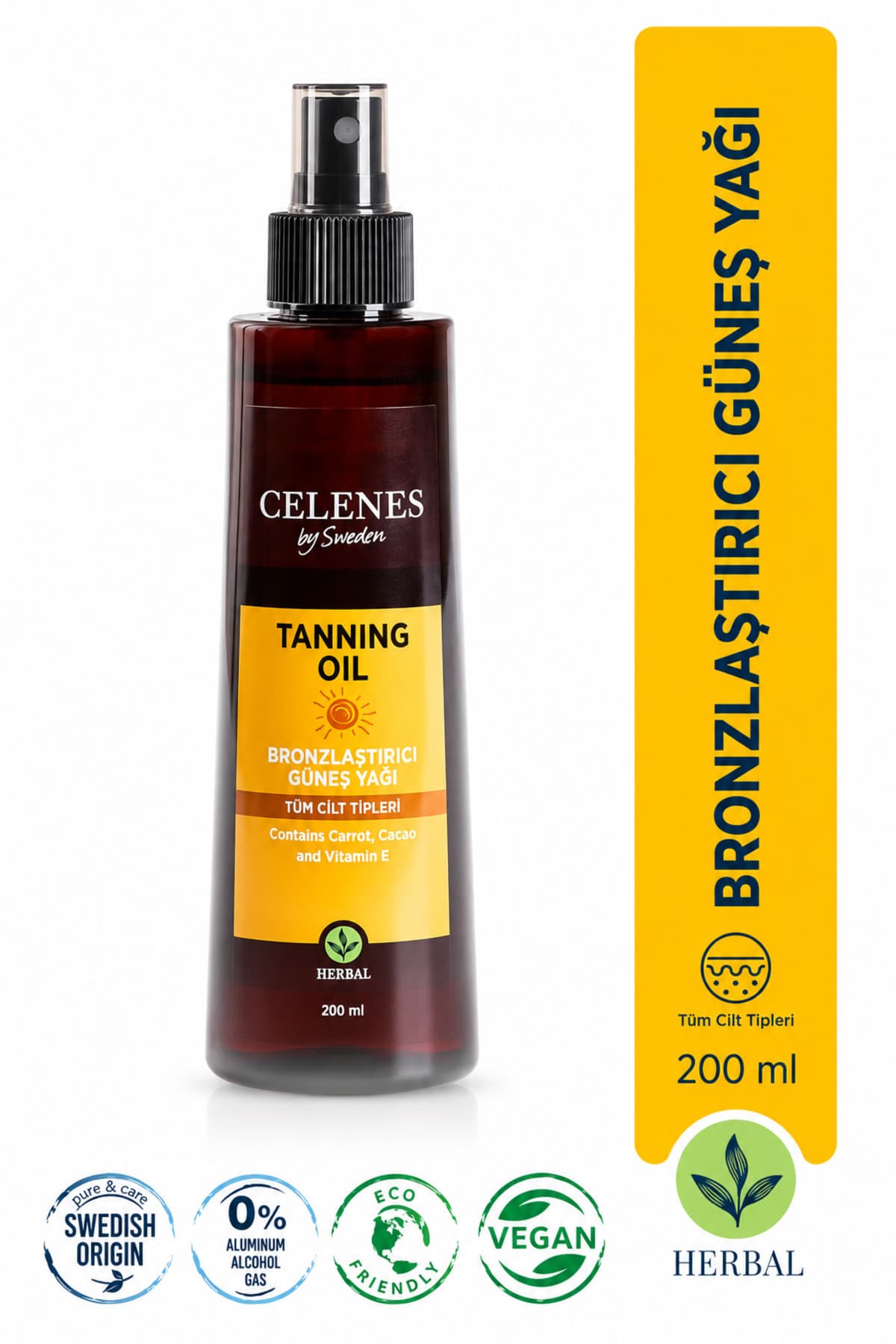 Celenes by Sweden Herbal Bronzlaştırıcı Güneş Yağı 200 ml