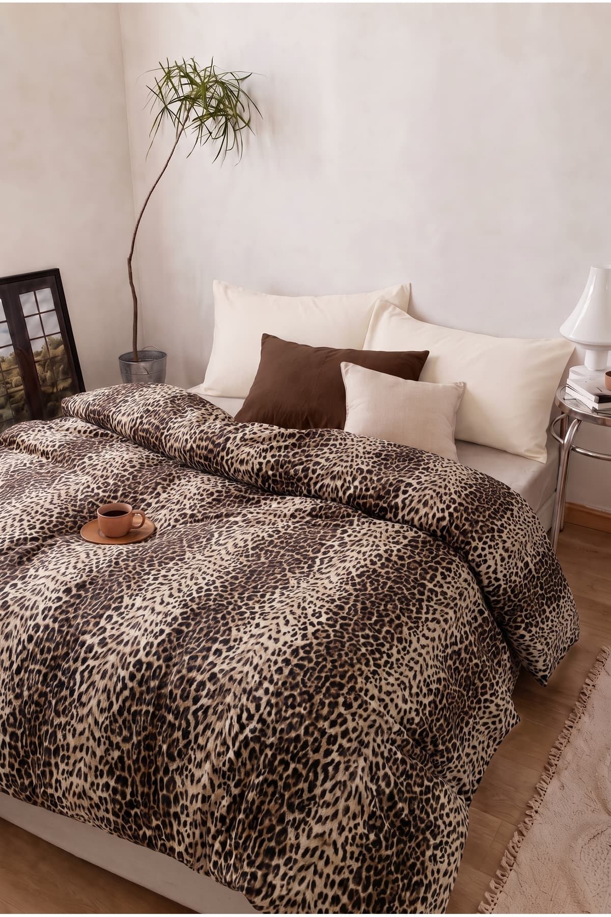 Lorien Leopar Desenli Çift Kişilik Nevresim / Yorgan Kılıfı 200 x 220 cm