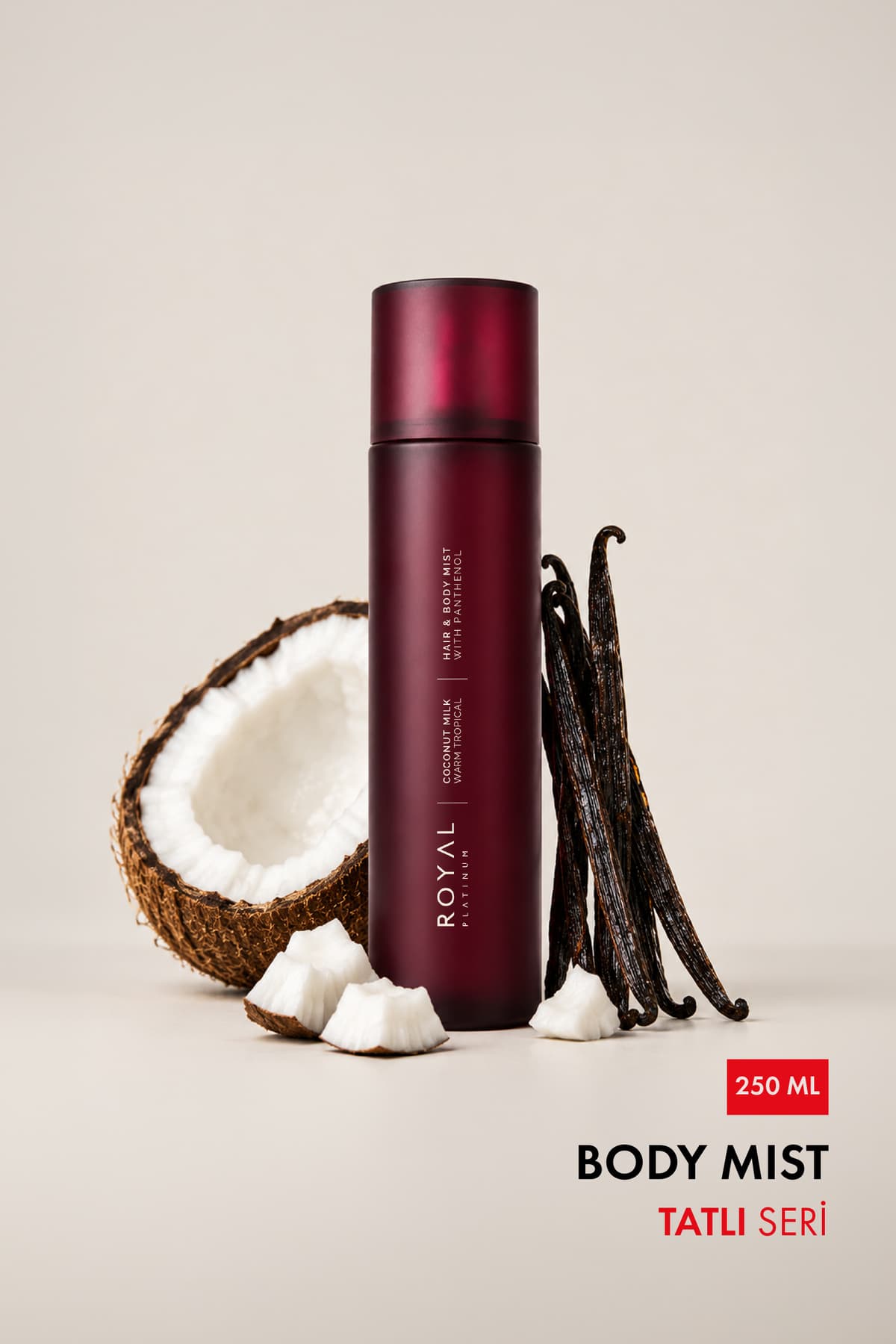 Royal Platinum Body Mist Coconut Milk (Vücut ve Saç Spreyi) EDP 250 ML | Tatlı Seri