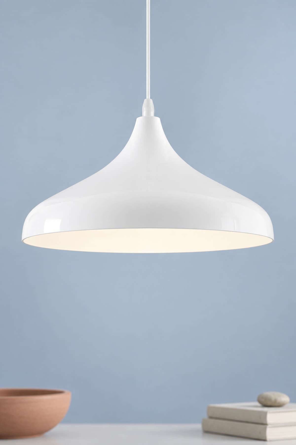 LUMINZO Kaizer Beyaz 36 Cm Modern Avize Sarkıt Rustik Mutfak Kuaför Cafe Lamba Dekoratif Aydınlatma