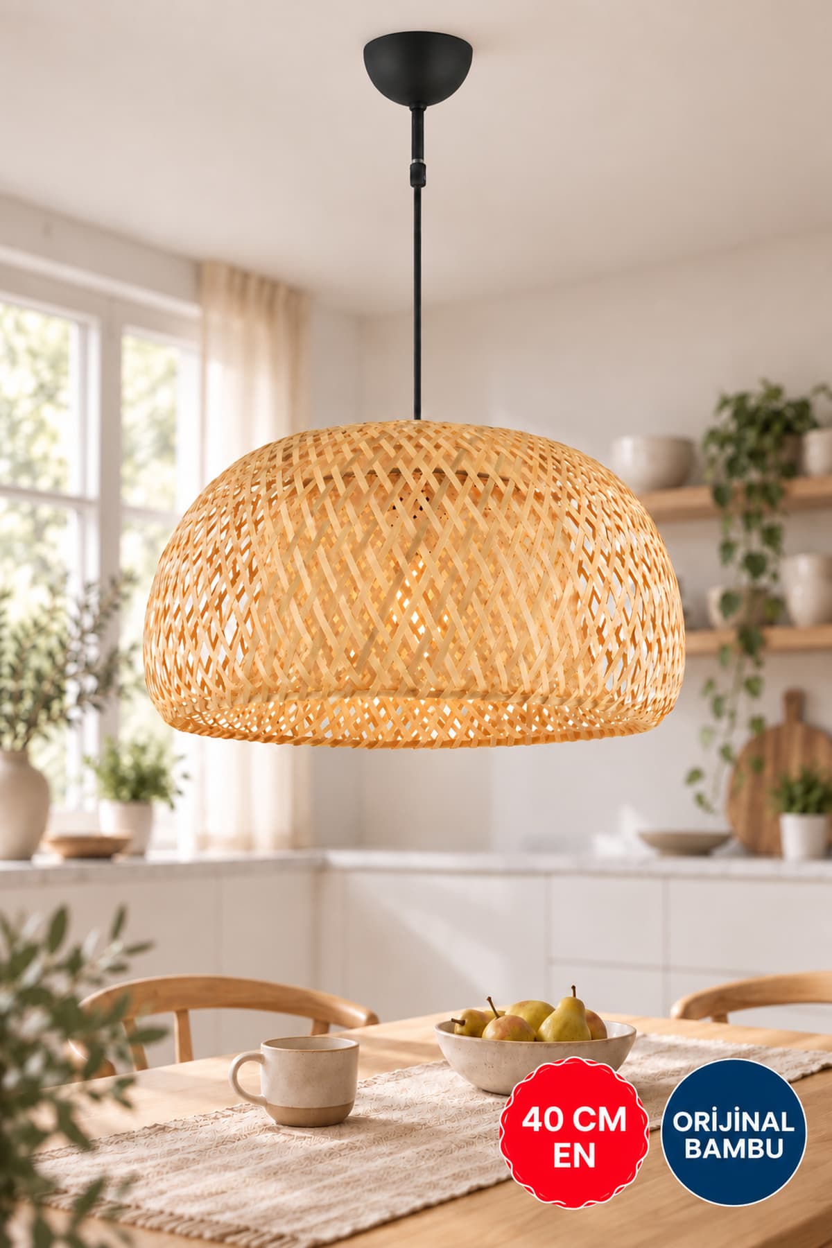 Apliqa Briella Tekli Rattan Modern Tasarım Oturma Odası Mutfak Avize, Koridor Avize, Salon Avize