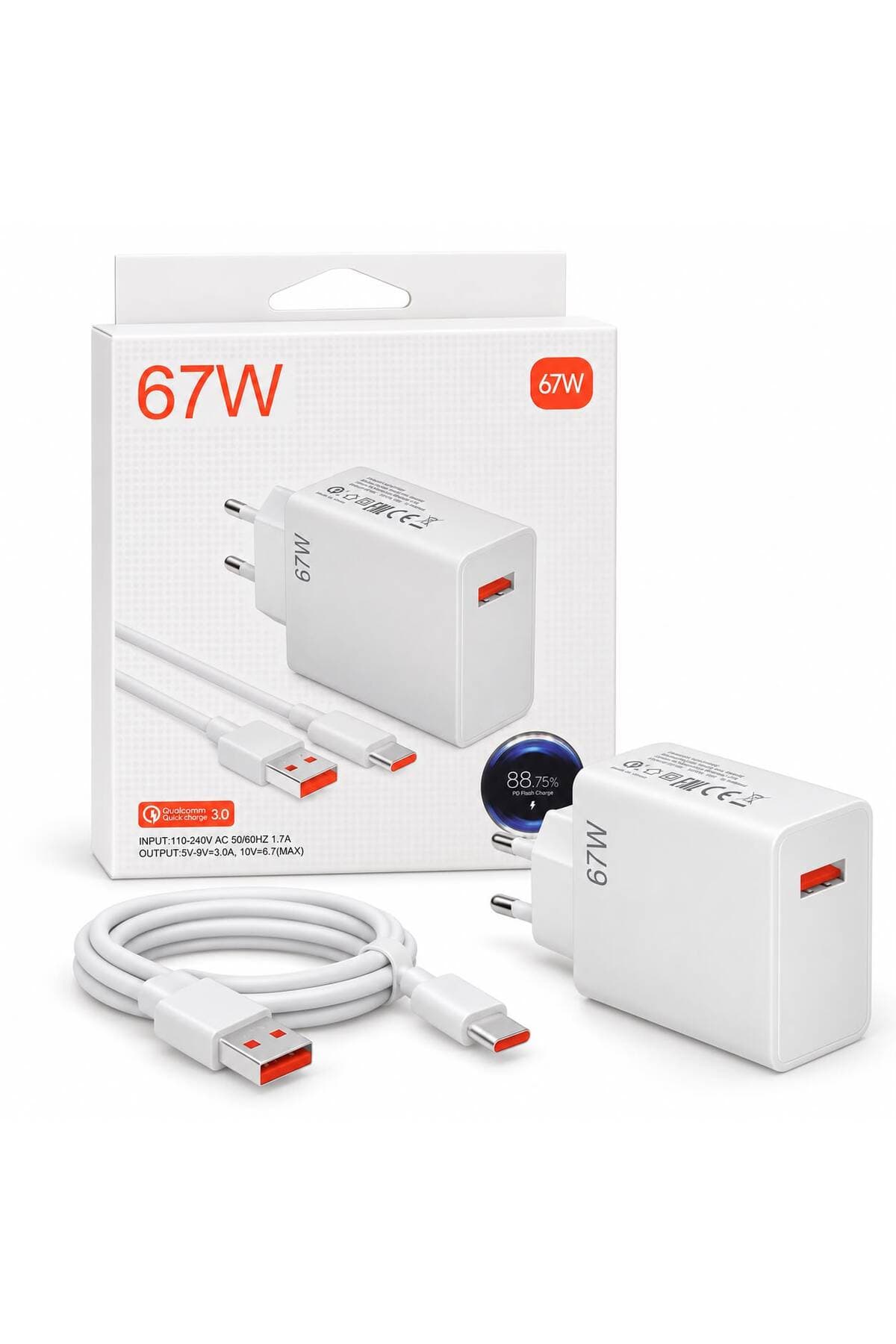 Adeyo Store 67W Hızlı Şarj Aleti | Type-C & Usb Çıkışlı Laptop – Telefon – Tablet Uyumlu Akıllı Güvenlik Çipli