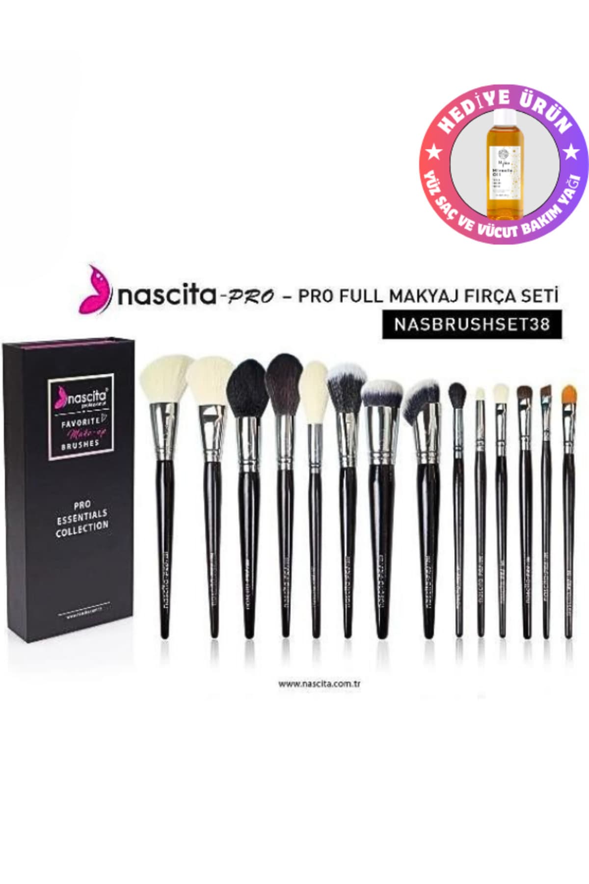 Nascita Pro Essentials Collection Fırça Seti 38 + HEDİYE ÜRÜN Nemlendirici Yüz, Vücut Ve Saç Bakım Yağı