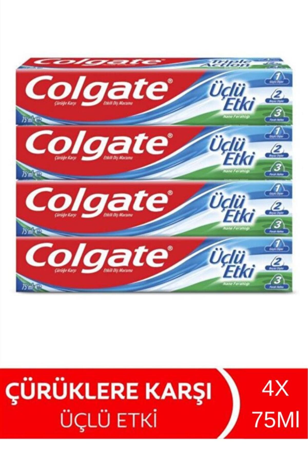 Colgate Üçlü Etki Diş Macunu 75 ml x4 Ekonomik Paket