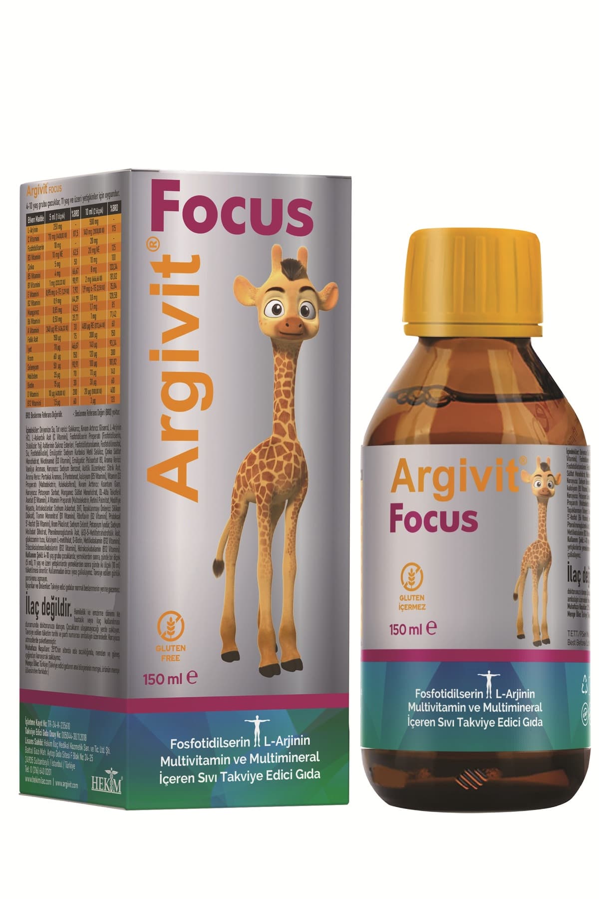 Argivit Focus Fosfotidilserin, L-Arjinin, Multivitamin ve Multimineral İçeren Sıvı 150 ml