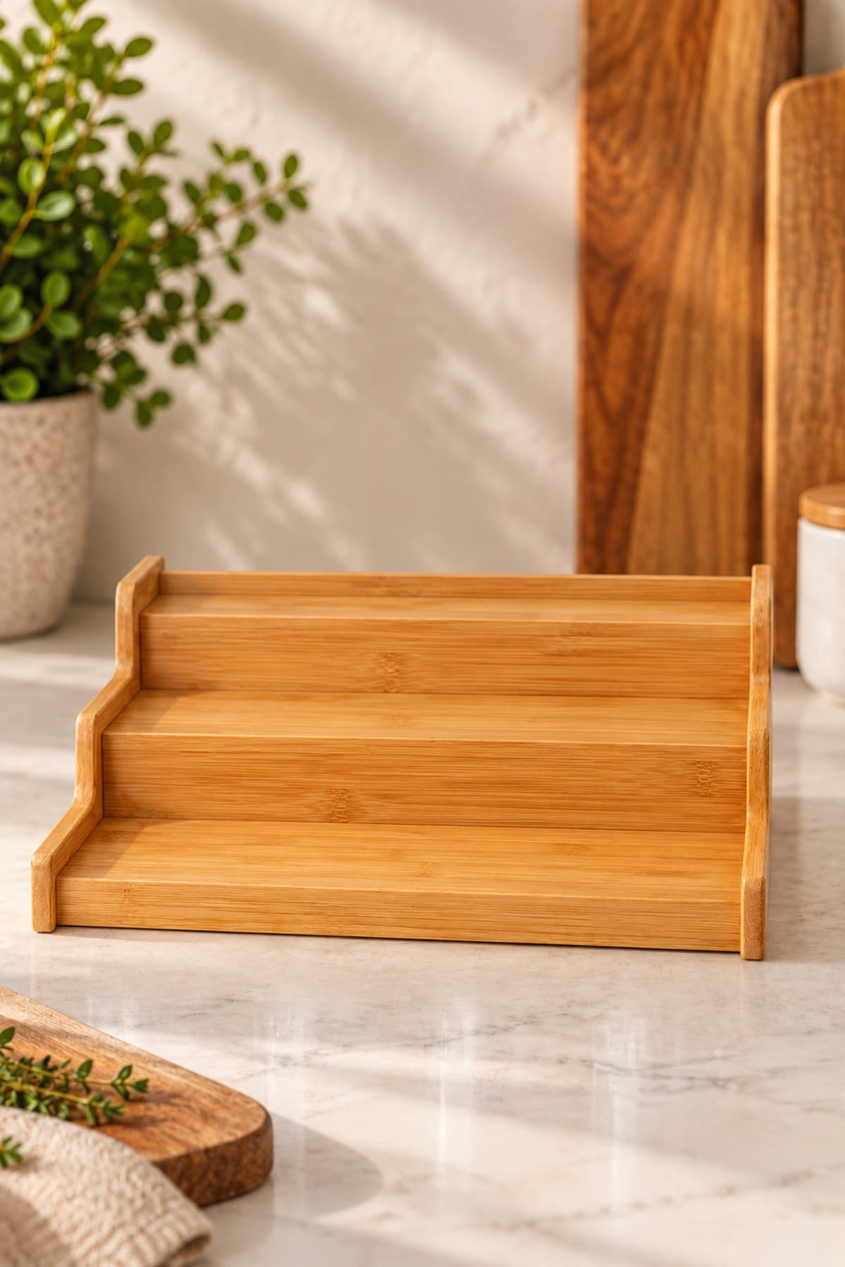Kaihome Ahşap 3 Katlı Merdivenli Baharatlık Standı
