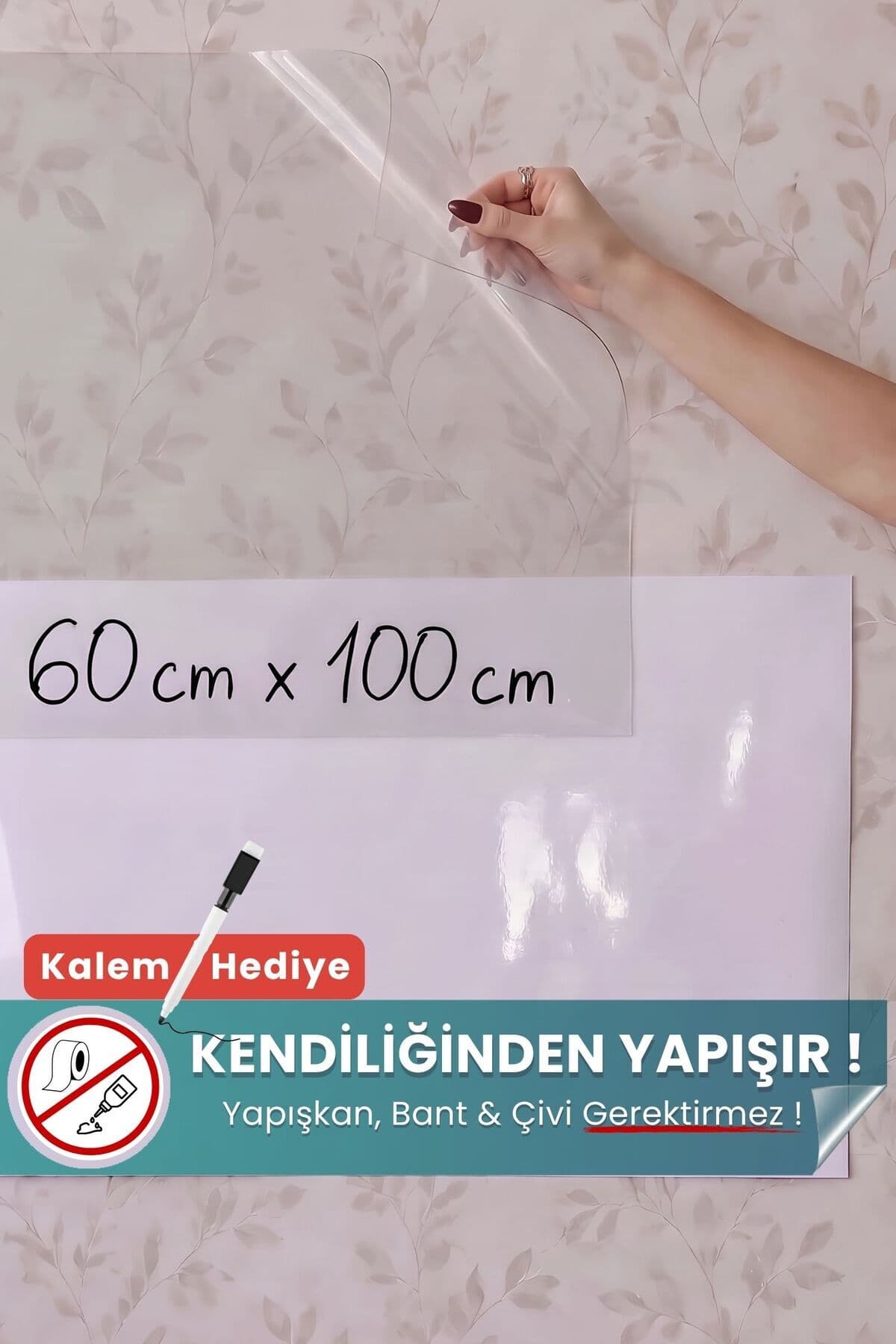Pi Papers Akıllı Kağıt - 60x100 Cm 1 Şeffaf+1 Beyaz, Yeri Değiştirilebilir, Taşınabilir, Pratik Yazı Tahtası